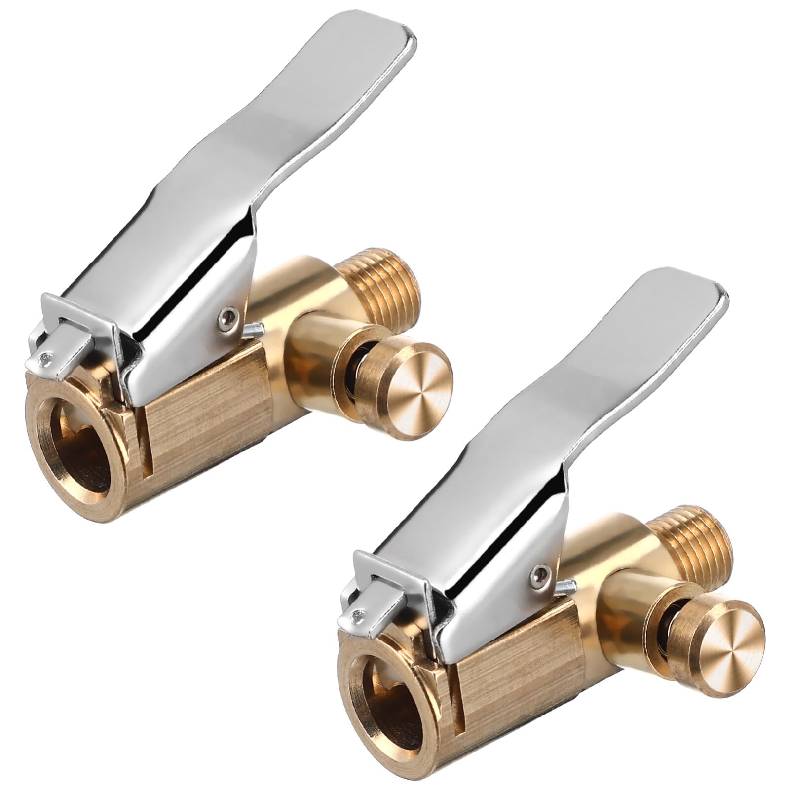 2pcs Locking Air Chuck Tire Inflator Quick Connect Fittings, Copper, Assorted Colors, 1.77x1.18x0.78in, for Car Tire Air Compressor Accessories