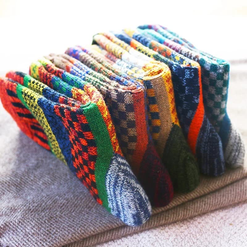 LSDJGDDE Winter Heren Dikke Warmte Harajuku Retro Casual Wollen Katoenen Sokken (Color : A, Size : One size) - Afbeelding 6