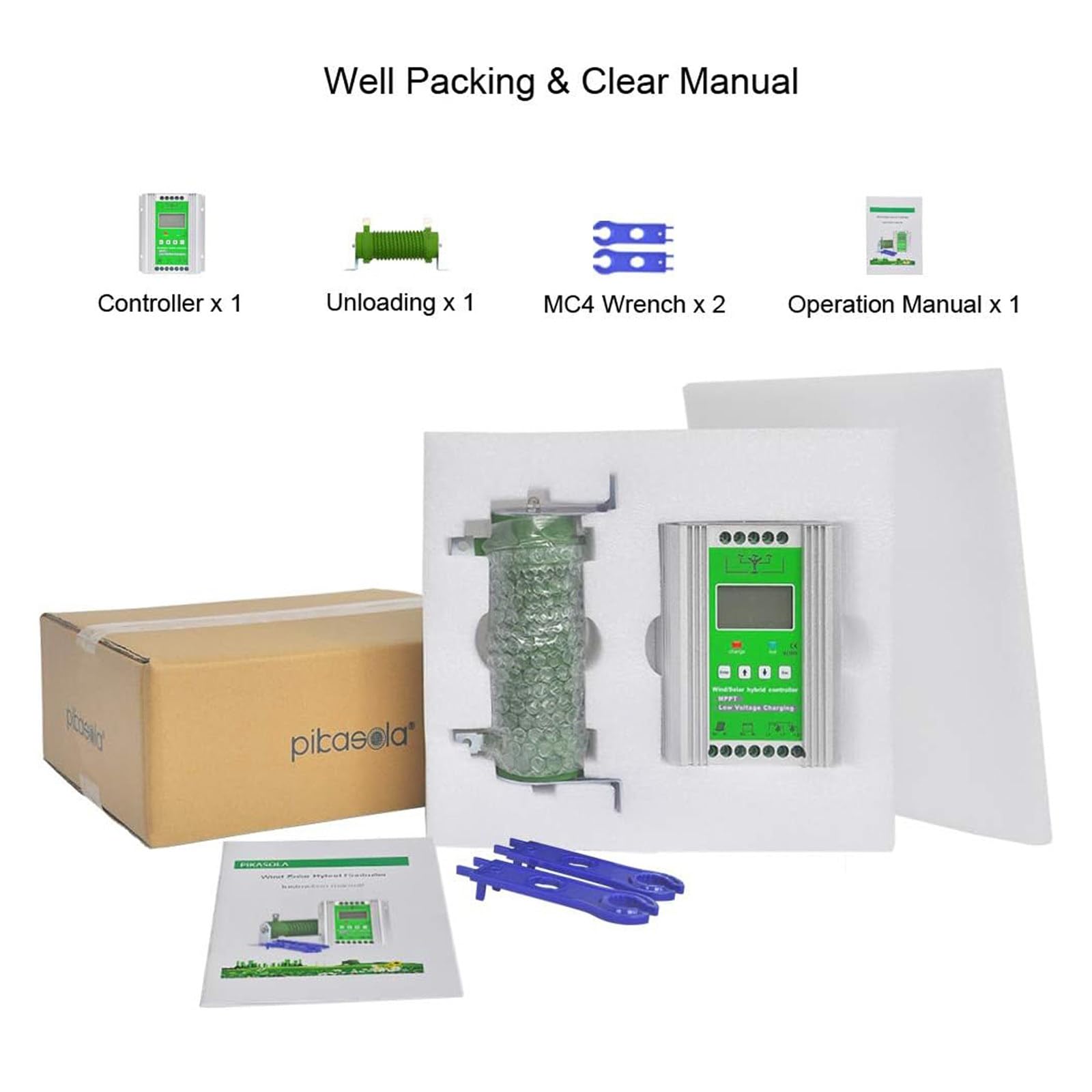 Contrôleur de Charge Hybride Solaire éolien, MPPT, 12V 24V 48V, contrôleur de Charge d'énergie LCD, 6000W Wind 8000W PV Solar, pour éolienne, Panneau Solaire,12V