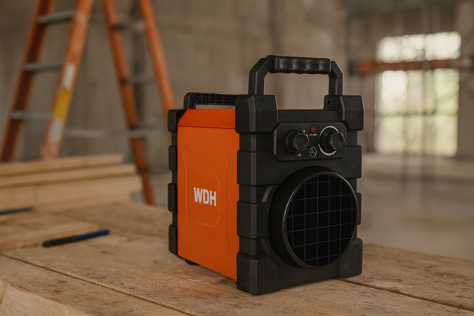 Aktobis WDH-BGP03Pro Riscaldatore elettrico professionale | 3 kW, IP24 | Termoventilatore industriale, protezione dagli spruzzi d'acqua, trasportabile | per cantieri, officine, capannoni industriali