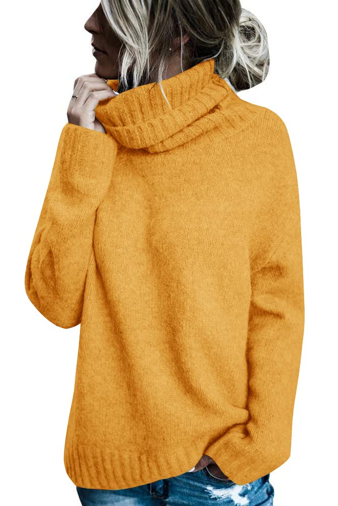 FISACE Womens Oversized Turtleneck Pullover Sweater Cable Knit Sweater Tops | Long Sleeve,Slouchy,Fall,Winter,Lightweight,Loose,Trendy,Casual,Sexy