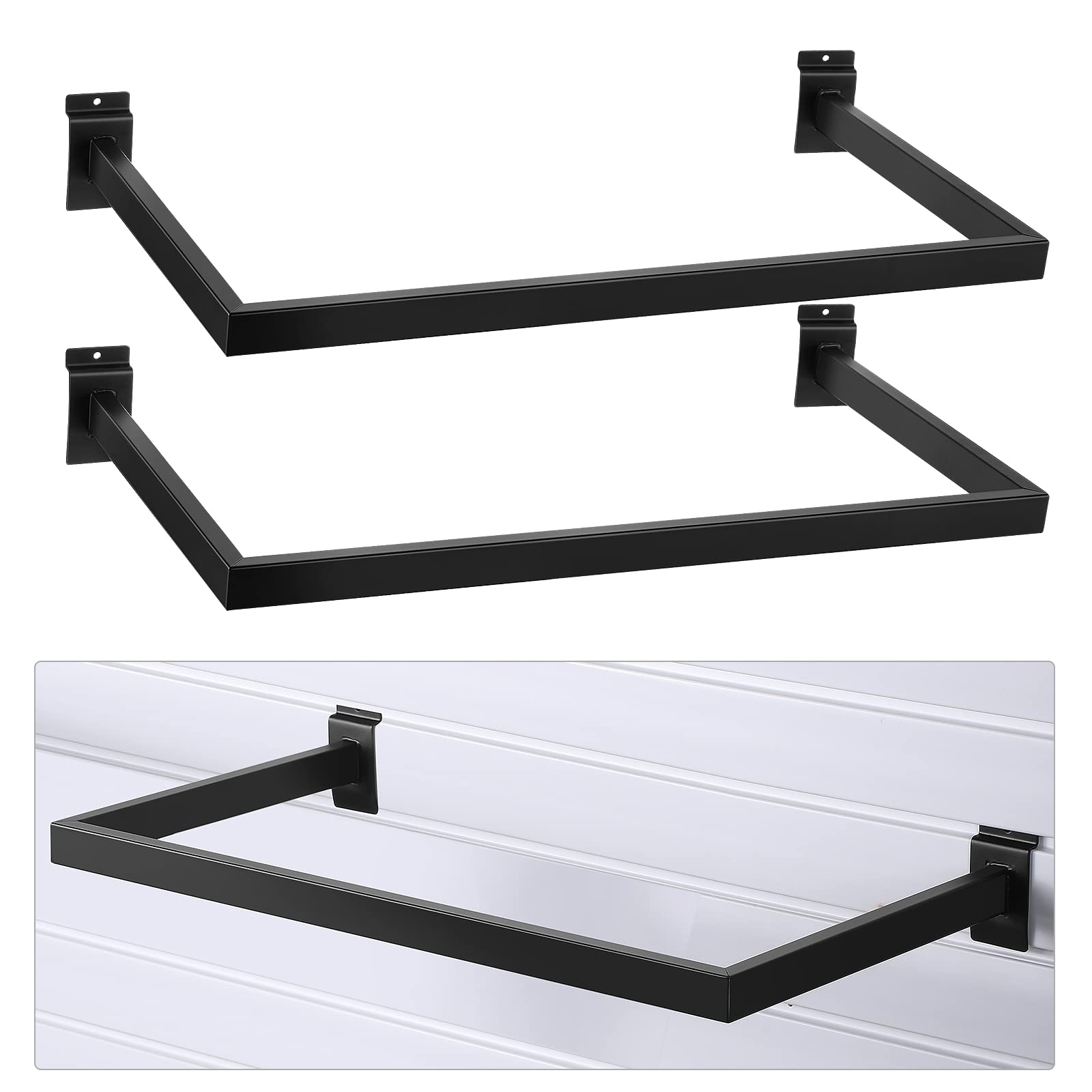 Buy 2 Pack U Shaped Hangrail Rectangular Tubing Hangrail 24 Inch Wide Black Metal Hangrail for