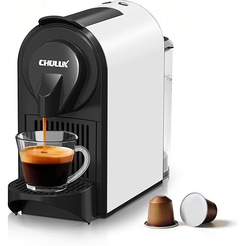CHULUX Mini Espresso Machine for Nespresso Pod, 20 Bar Single Serve Coffee Maker, 1400W, White