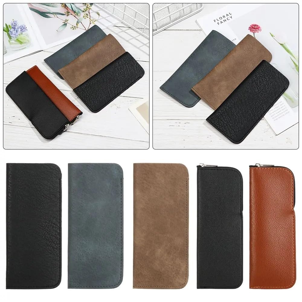 2/4/6 bolsas de cuero suave para gafas de lectura, impermeables, sólidas, bolsas de almacenamiento simples para gafas de sol (gris, 4 piezas), gris, Talla única