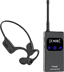 Tayogo Fones de ouvido de natação, fones de ouvido de condução óssea à prova d'água, comunicador de treinador de natação, fones de ouvido à prova d'água para Spotify, Amazon Music, YouTube, transmita