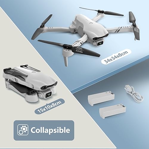 Miniatura 7 de DRONEEYE Drone plegable F10 con cámara para adultos, motor sin escobillas, video en vivo HD FPV de 1080P, retención de altitud, modo sin cabeza,