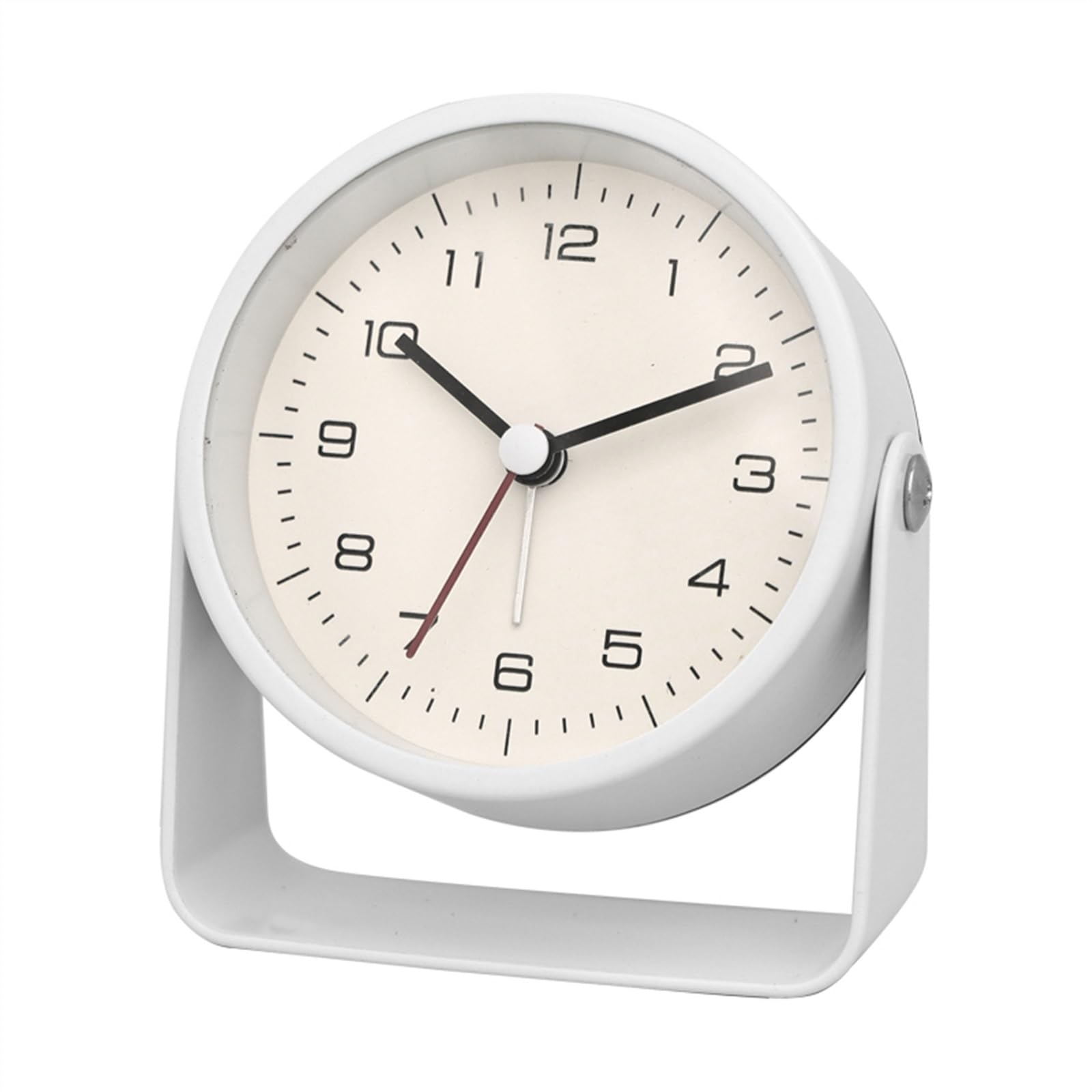 J9V4G6S3B5 Desk Clock Creative Metal Small Alarm Clock Student Specific Silent Desktop Minimalist Quartz for Room Desk Office Decor analogue alarm clock(White)
