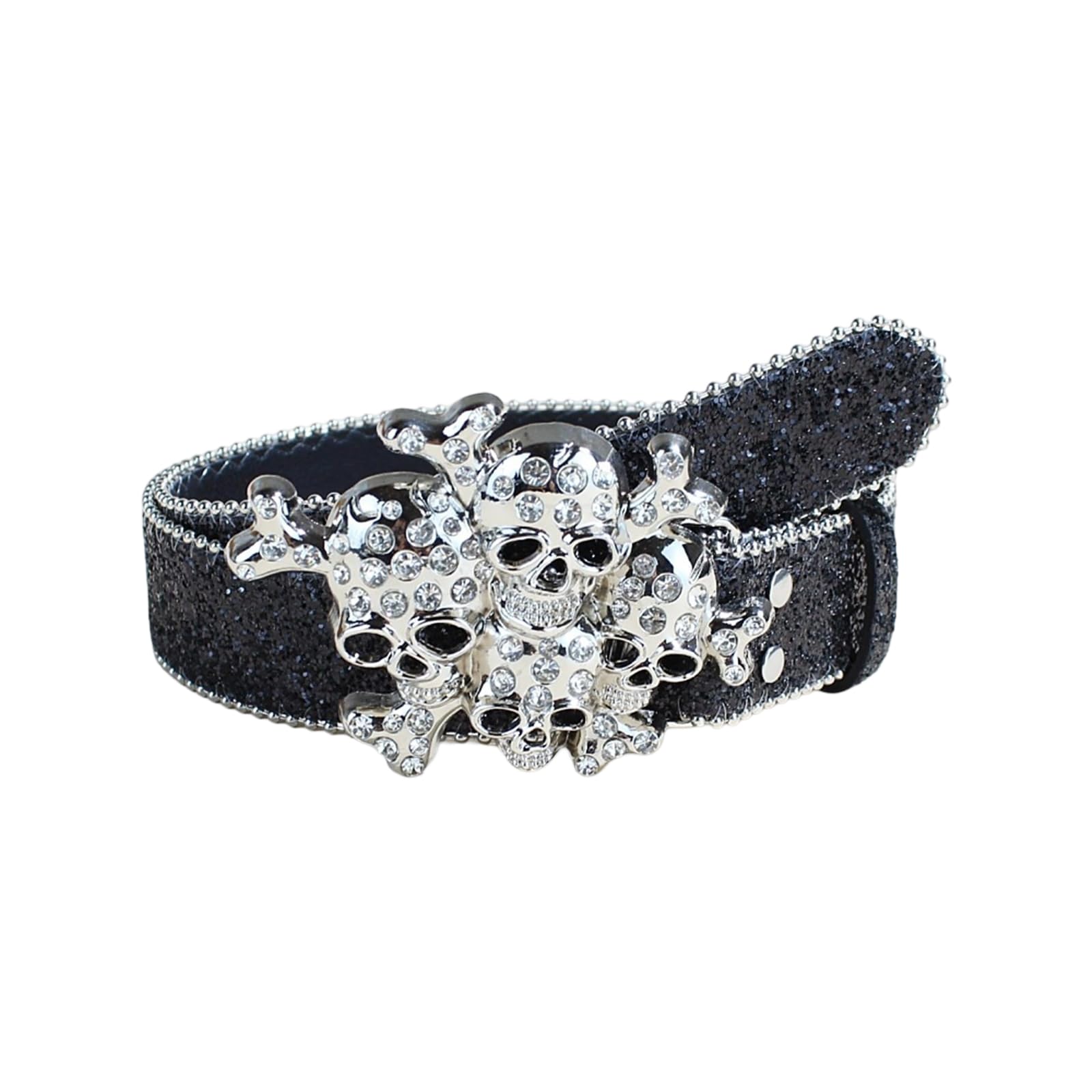 jebyltd Fashionable Rhinestones Belt Skull Pattern Waist Belt Durability Skull Waistband For Men And Women