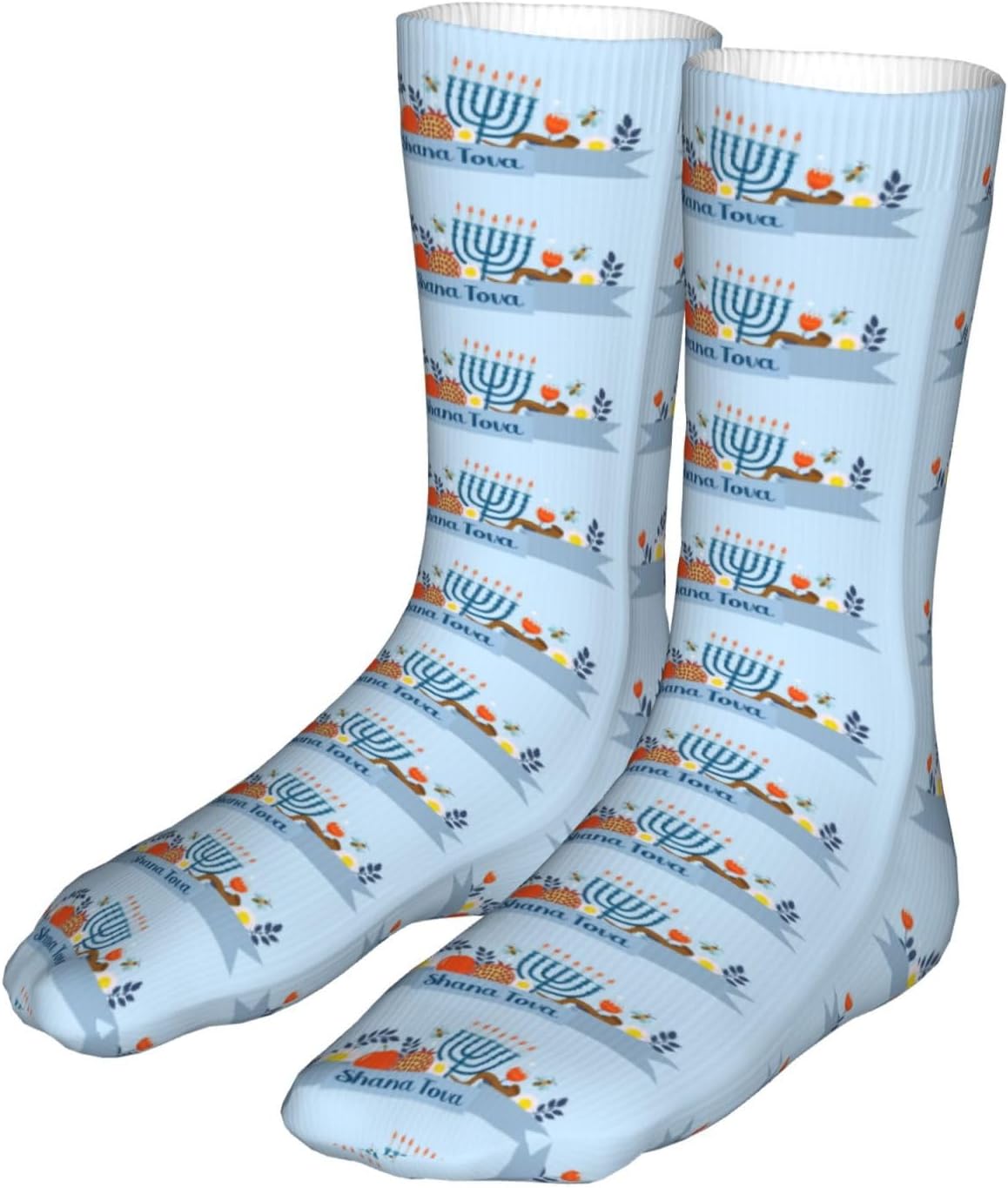 Rosh Hashanah Socks Crew Sock Tube Stockings Sport Dress Socks Gifts For Women Men Adult 16 Inches, Black - Image 2