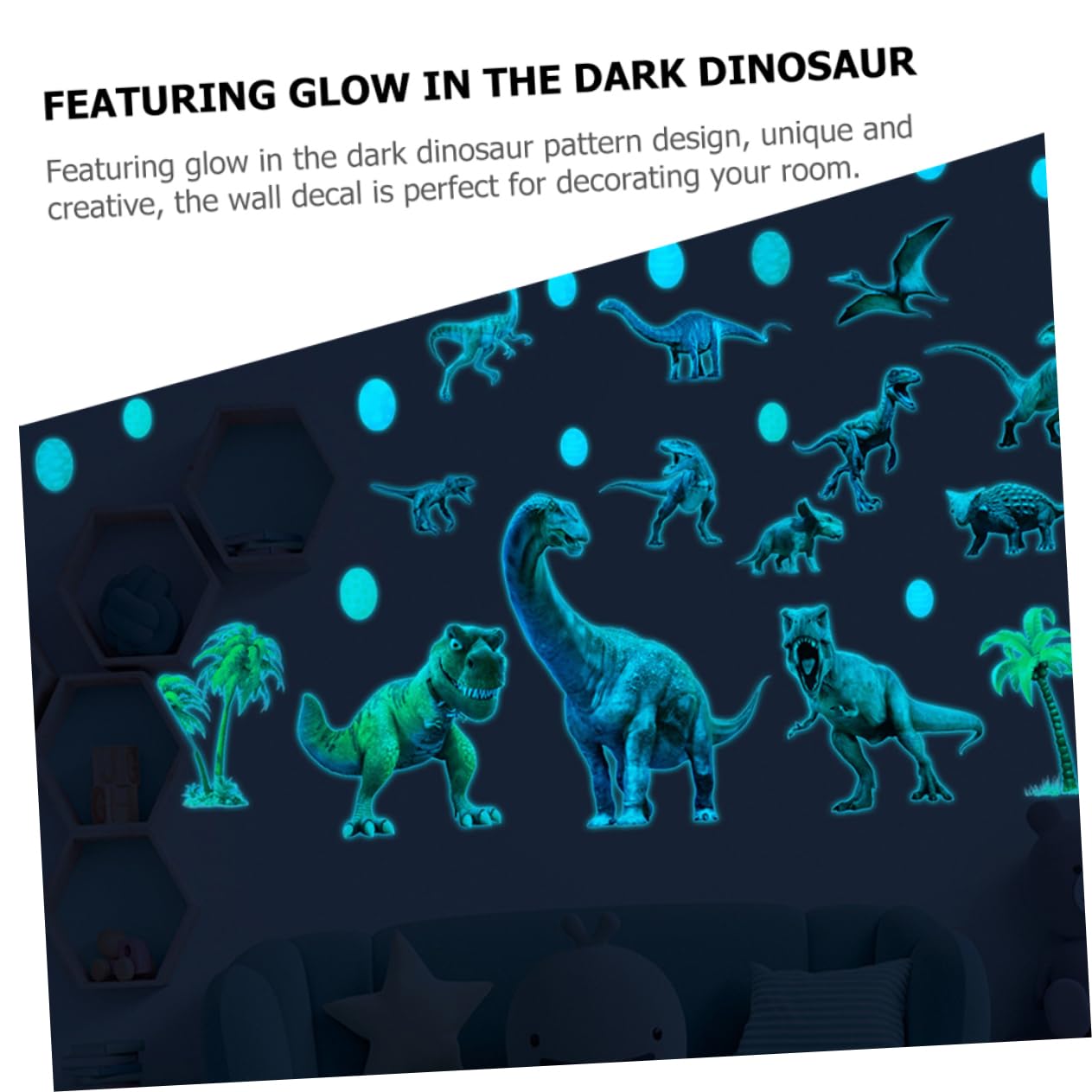 VICASKY 3sets Adesivi Murali Dinosauri Luminosi Stickers Decorativi Autoadesivi Per Camerette Salotto e Nursery Facili Da Rimuovere Residui