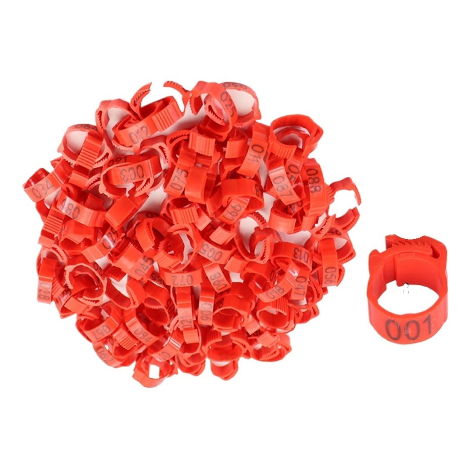 SCMYZLYD Chicken Identification Band, Poultry Tags 25/100 Pack Multicolor Plastic Digital Label Buckles For Chicken Duck Goose(Chicken Red 25pcs)