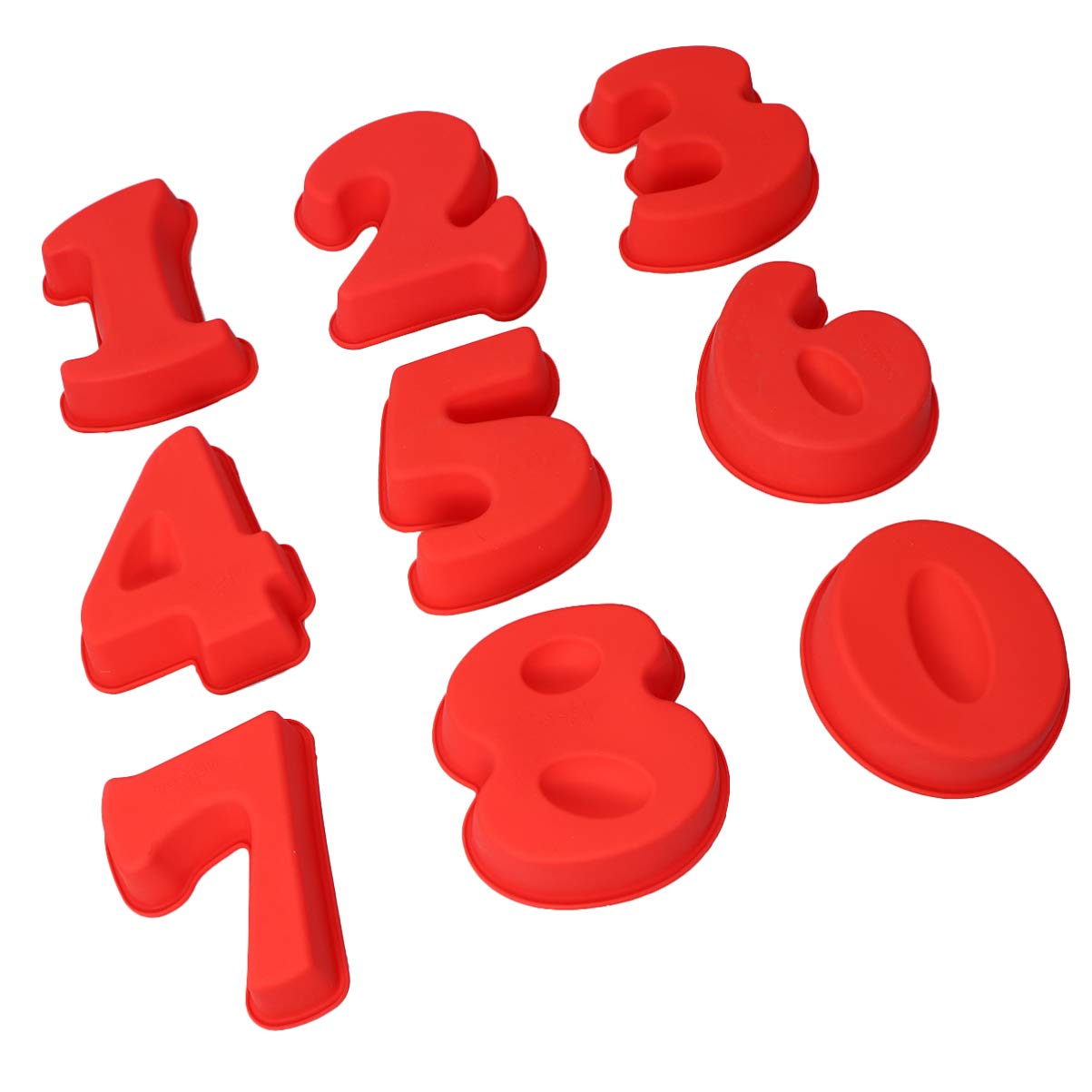 Moule à Chocolat Silicone Chiffres 0-8 9 Pièces Rouge