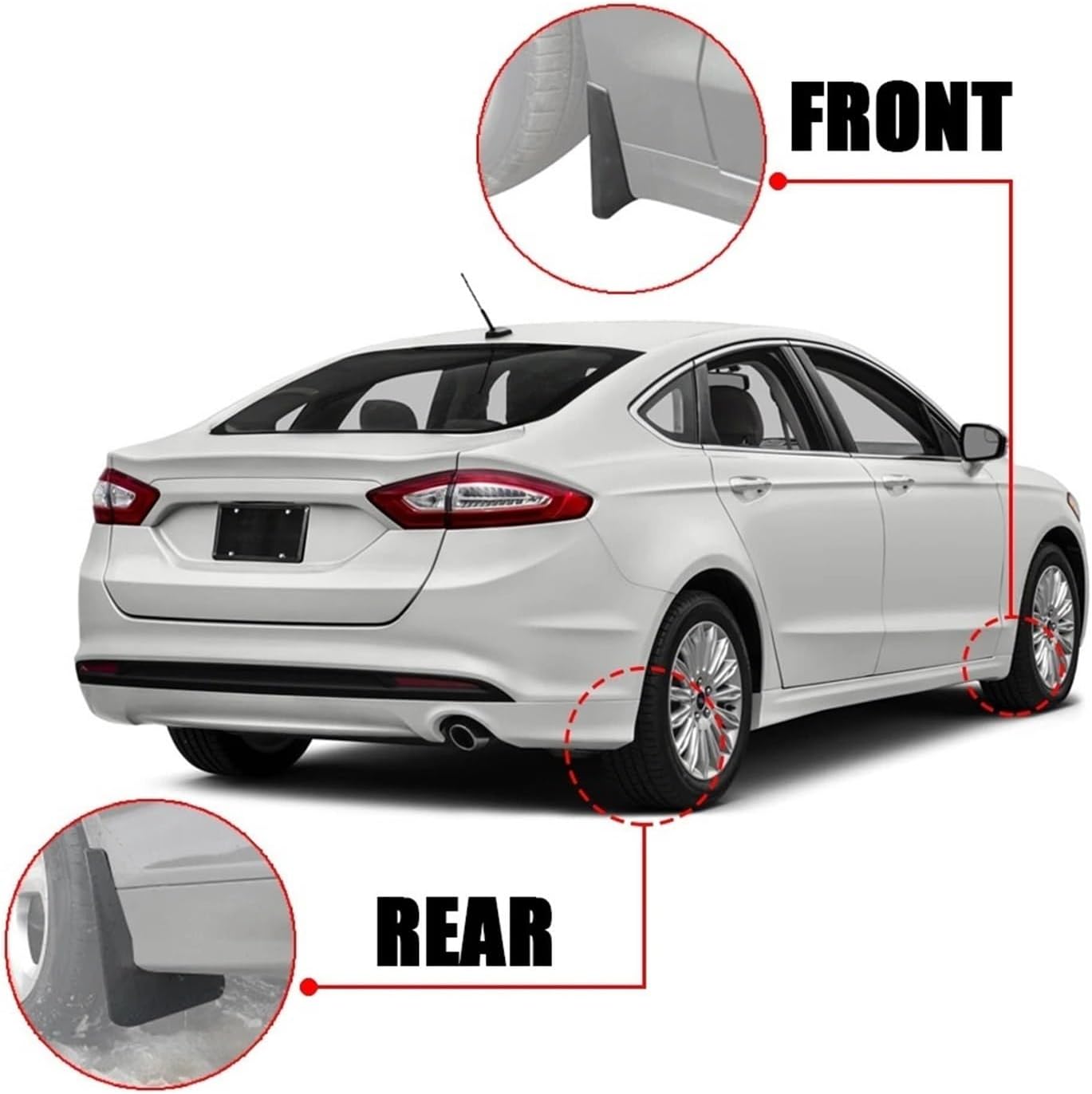 Set Molded Mud Flaps Compatible with Fusion Mondeo 2013 2014 2015 2016 2017 2018 Splash Guards Mudguards Front Rear Fender