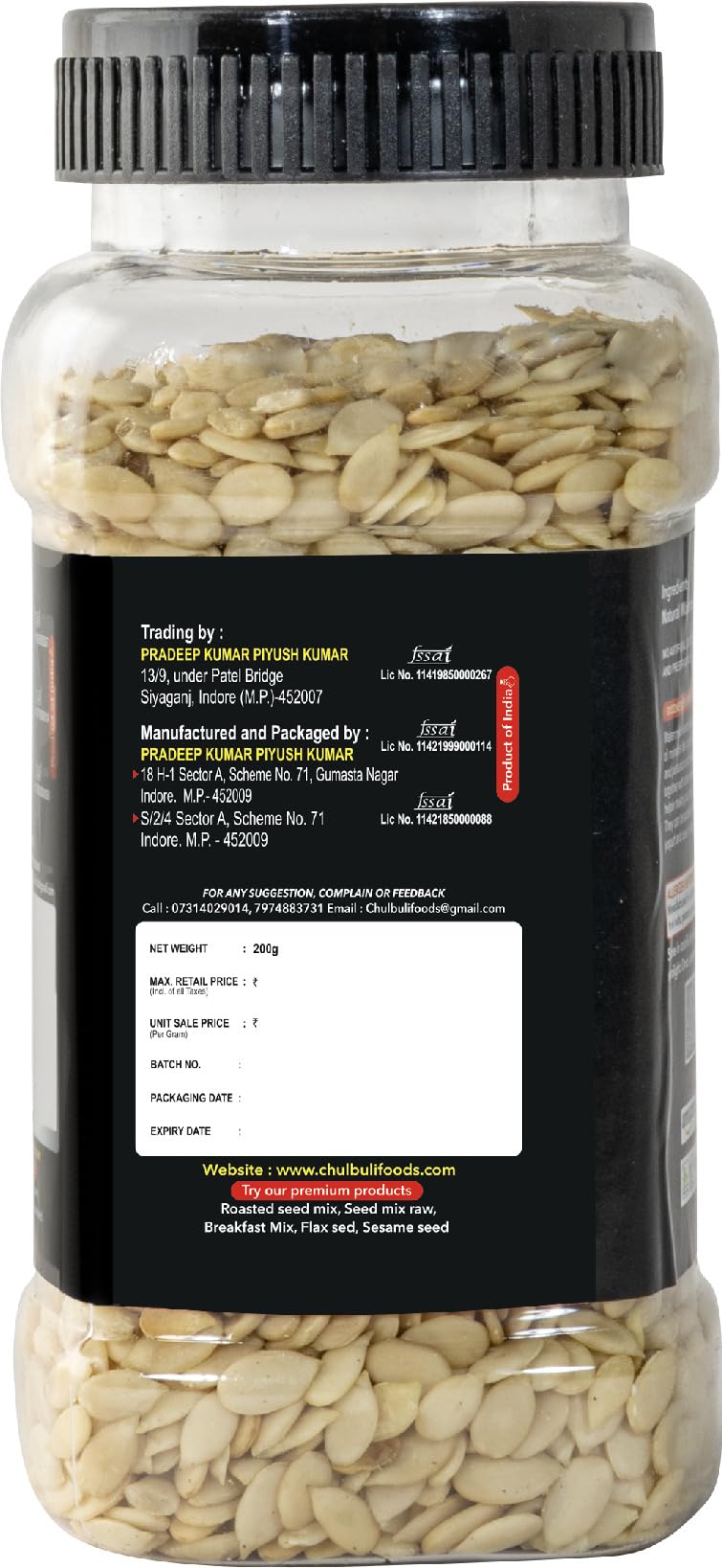 "PP Chulbuli Raw Seed Mix & Flax RS Seed Combo - 200g | Raw Seed Mix, Flax RS Seeds For Snacking, Smoothies, Baking & Cooking | Plant Protein Fiber Seed Mix Gluten Free Vegan Diet Friendly" 1