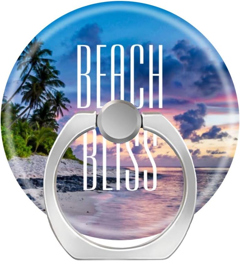 360 Rotation Cell Phone Ring Holder Stand,Finger Ring Grip with Car Mount Hooks for Smartphones and Tablets-Beach Bliss Beatiful Tropical Island