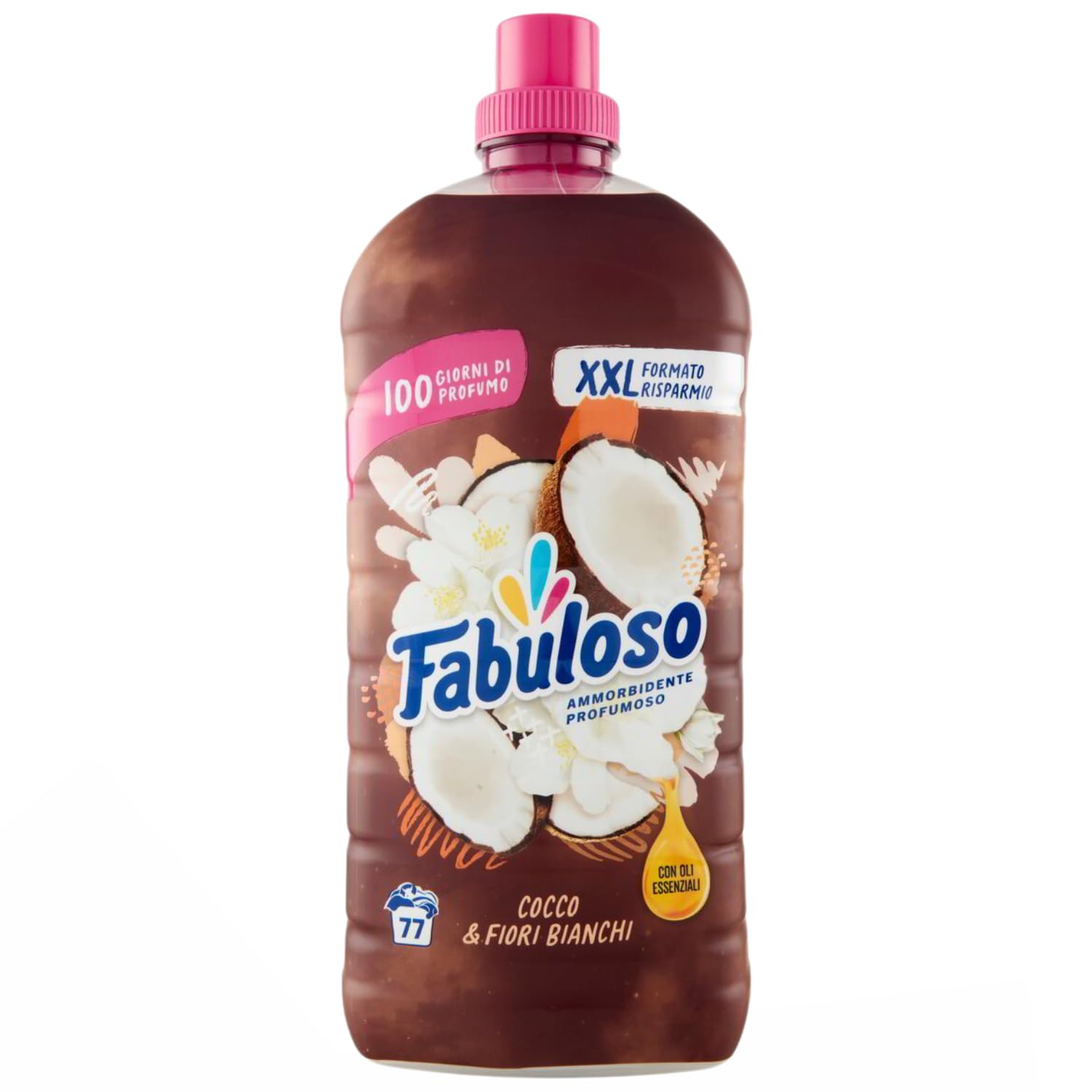 Ammorbidente Profumato Cocco e Fiori Bianchi XXL – 77 Lavaggi – 1700 ml kit con Spugna Brandizzata SPESA & RISPARMIO Inclusa – Variazioni 4/8/12 Pezzi (4)