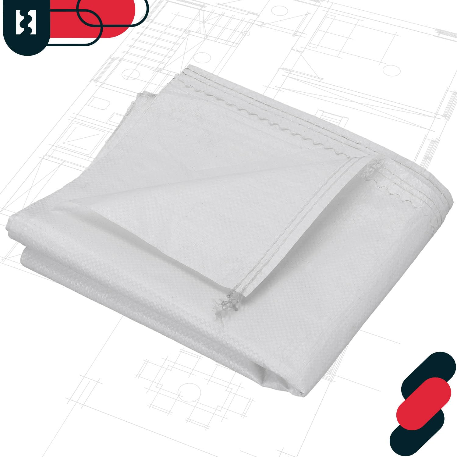 KOTARBAU® Set di 20 sacchi in tessuto PP 65 x 105 cm, 50 kg, colore bianco