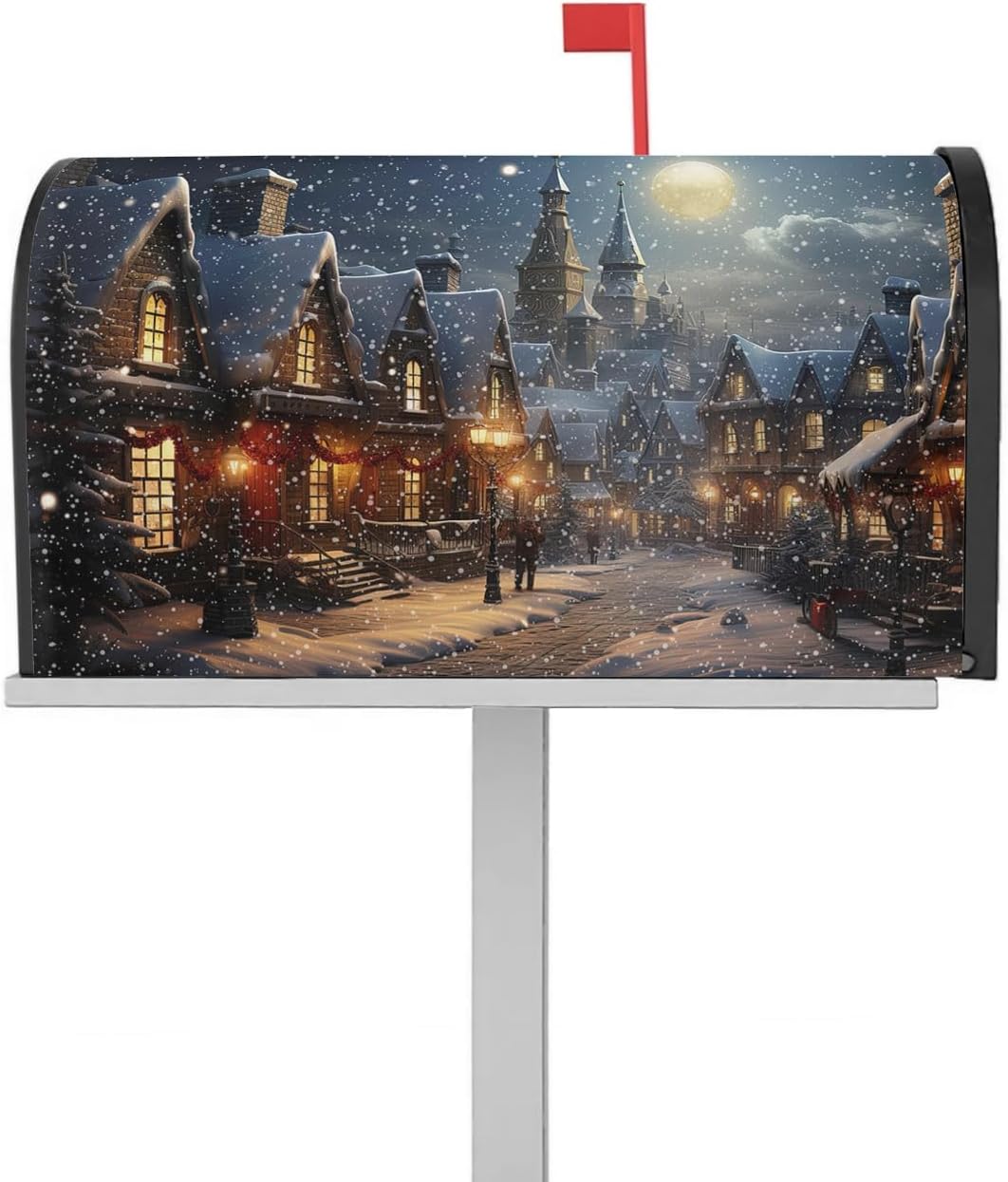 Christmas Tree Pink Mailbox Covers Magnetic Mailbox Wraps, Pink Xmas Merry Christmas Post Letter Box Cover for Garden Yard Outdoor Decor Standard Size 18x21 Inch