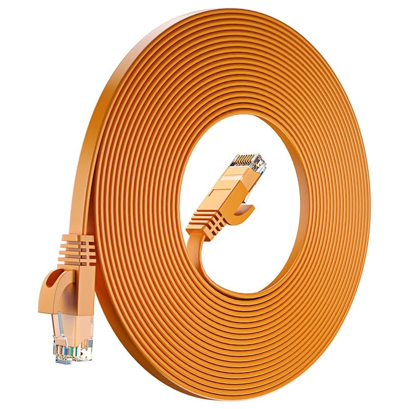 FEDUS Cat6 Ethernet Cable, Flat RJ45 LAN Cable wire High Speed 250MHZ / 1 Gigabit Speed UTP LAN Cable, Network Internet Cable, Patch Computer Cord Gigabit Category 6 Wires for Modem ORANGE, 25Meter