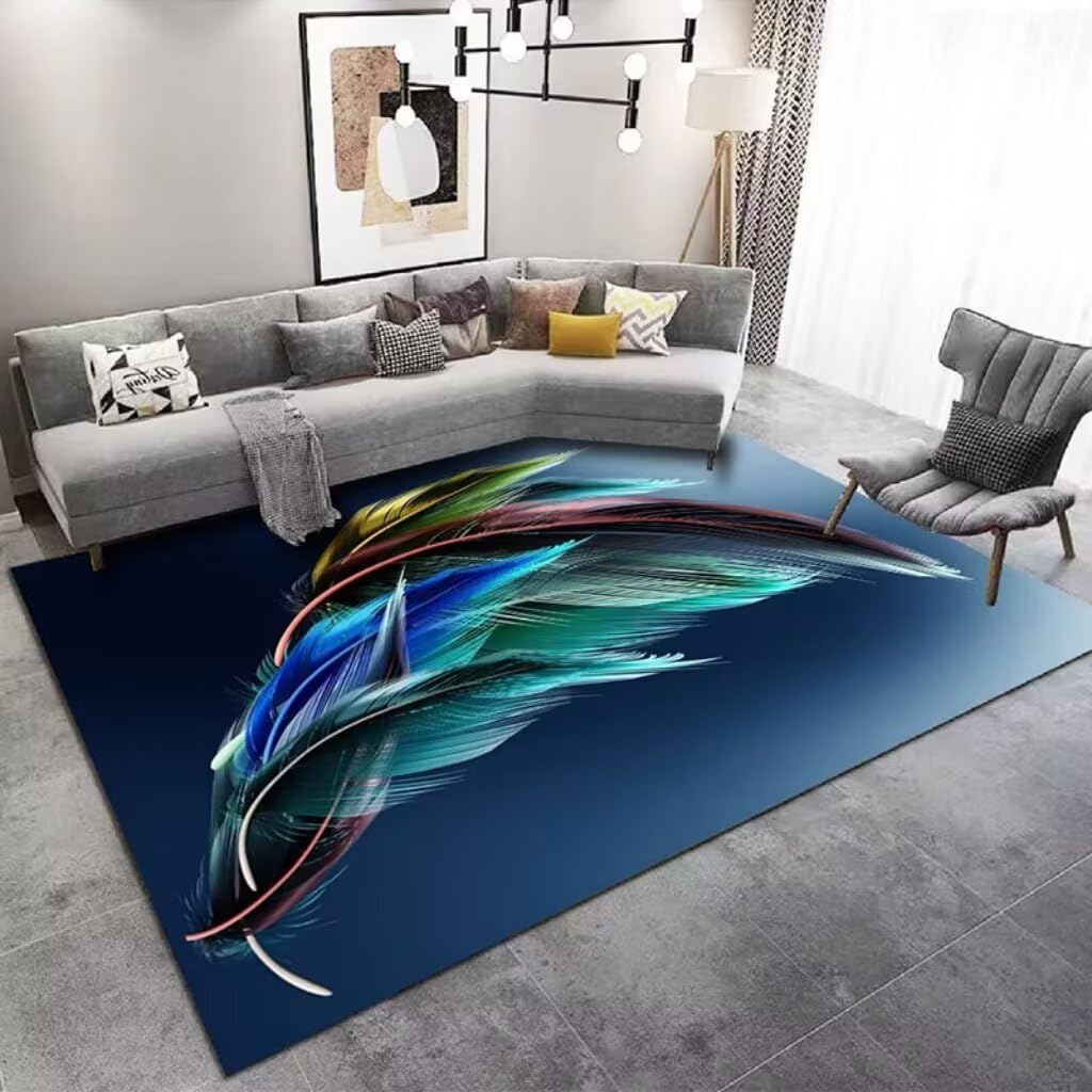 Tappeto per Soggiorno Tappeto Grande con Geometria Astratta Lavabile Antiscivolo alla Moda per Camera da Letto Soggiorno Gaming per Ragazzi Blu Tappeto per Porta Accessori per dormitorio 140