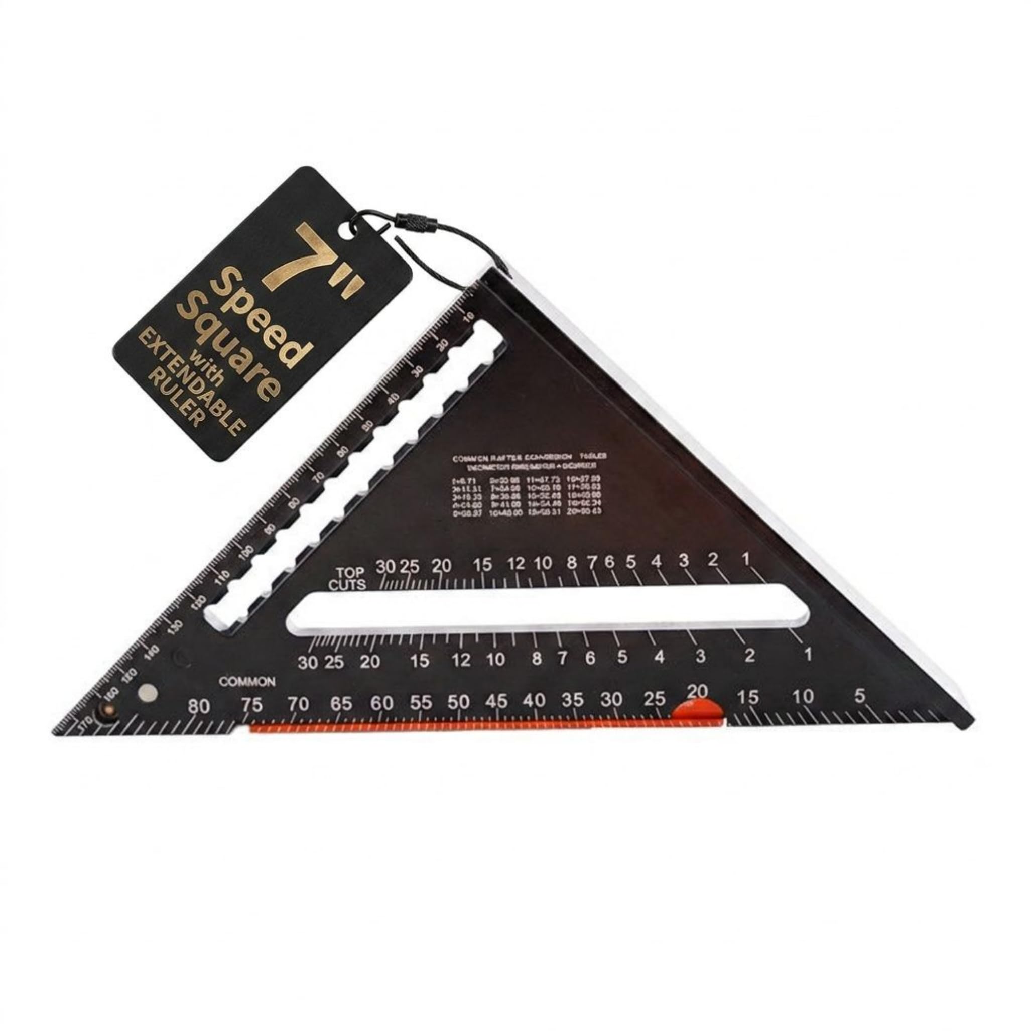 7 Inch Speed Square with Retractable Ruler, Aluminium Carpenter Square, Rafter Square for Roofing and Framing