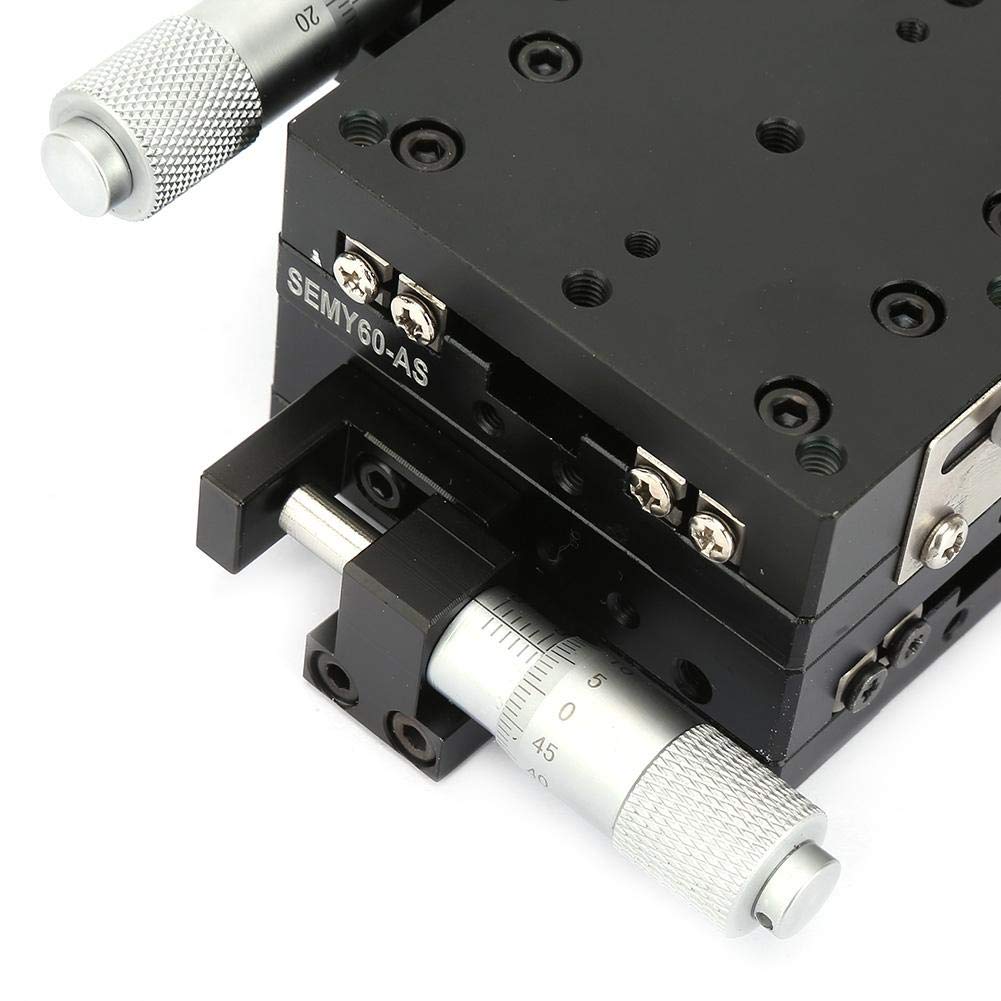 Fase lineare, 60x60x40mm SEMY60-AS Micrometro manuale Tavolo scorrevole Slide Piattaforma a rulli incrociati Fase lineare Adatto per ispezione di precisione in laboratorio, Fasi lineari manuali