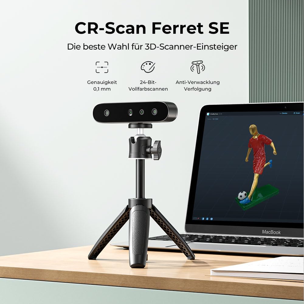 3D Scanner CR-Scan Ferret SE für 3D Druck Upgrade Handscanner 30 FPS Scangeschwindigkeit 0.1mm Genauigkeit ASIC Chipsatz Dual Mode Vollfarbe für PC Win 10/11