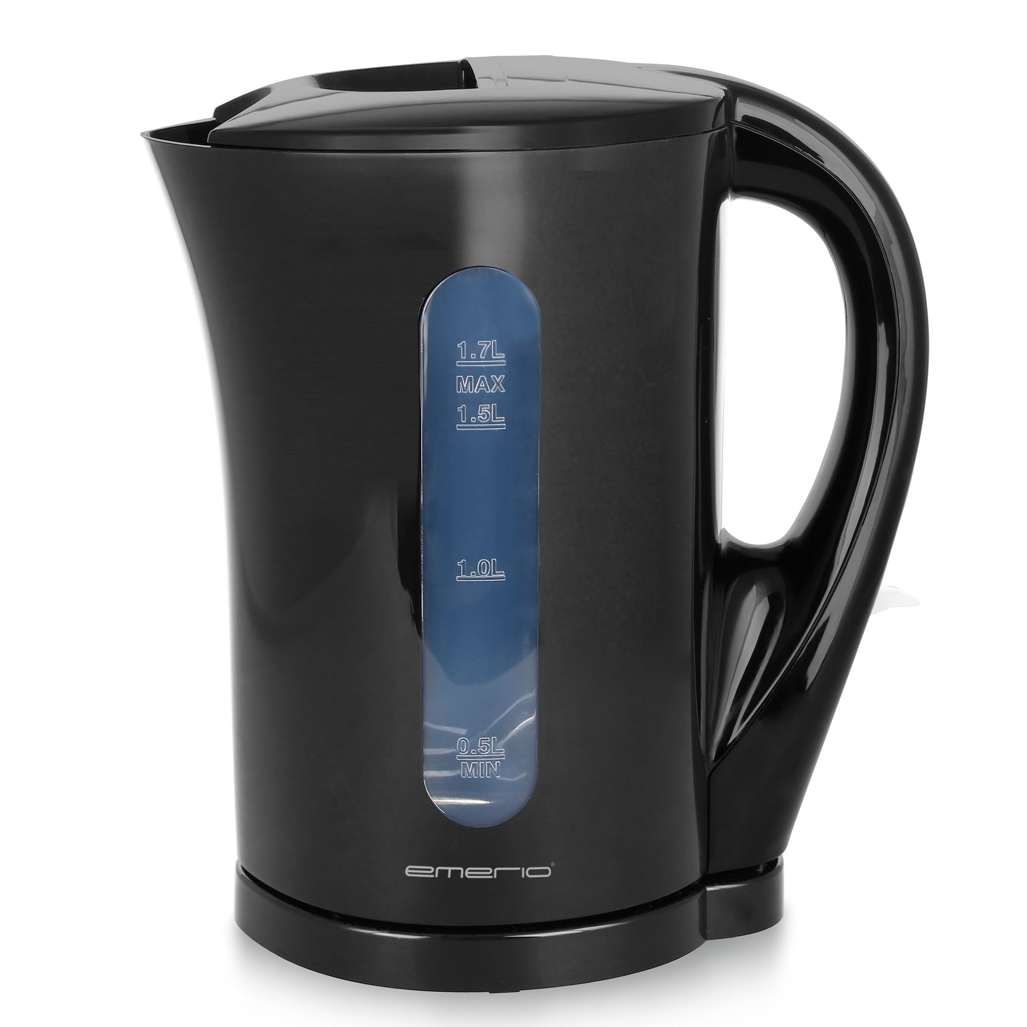 EMERIO Wasserkocher BASIC | Kunststoff | 1.7L Volumen mit beleuchtetem Ein-/Aus-Schalter | kabellos | Auto Off | Überhitzungsschutz | herausnehmbarer Kalkfilter | 2200 Watt | WK-123483