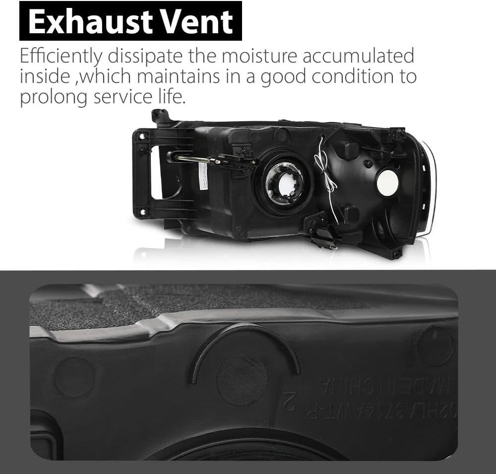G-PLUS LED Headlights Compatible with Dodge Ram 1500 2002-2005,Fit Dodge Ram 2500 3500 2003-2005 Headlamps Clear Lens Black Housing Clear Reflector Left & Right,faros delanteros Assembly