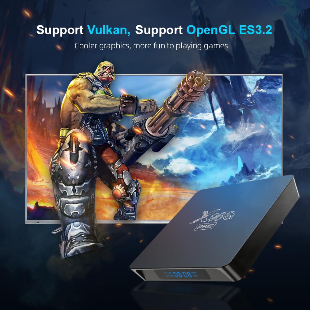 X96QPRO 2GB de RAM y 16GB de ROM Box Android TV Box Media Player Alta calidad (Android 10.0) con mando a distancia y cable HDMI, Reproductor multimedia Caja TV 4K