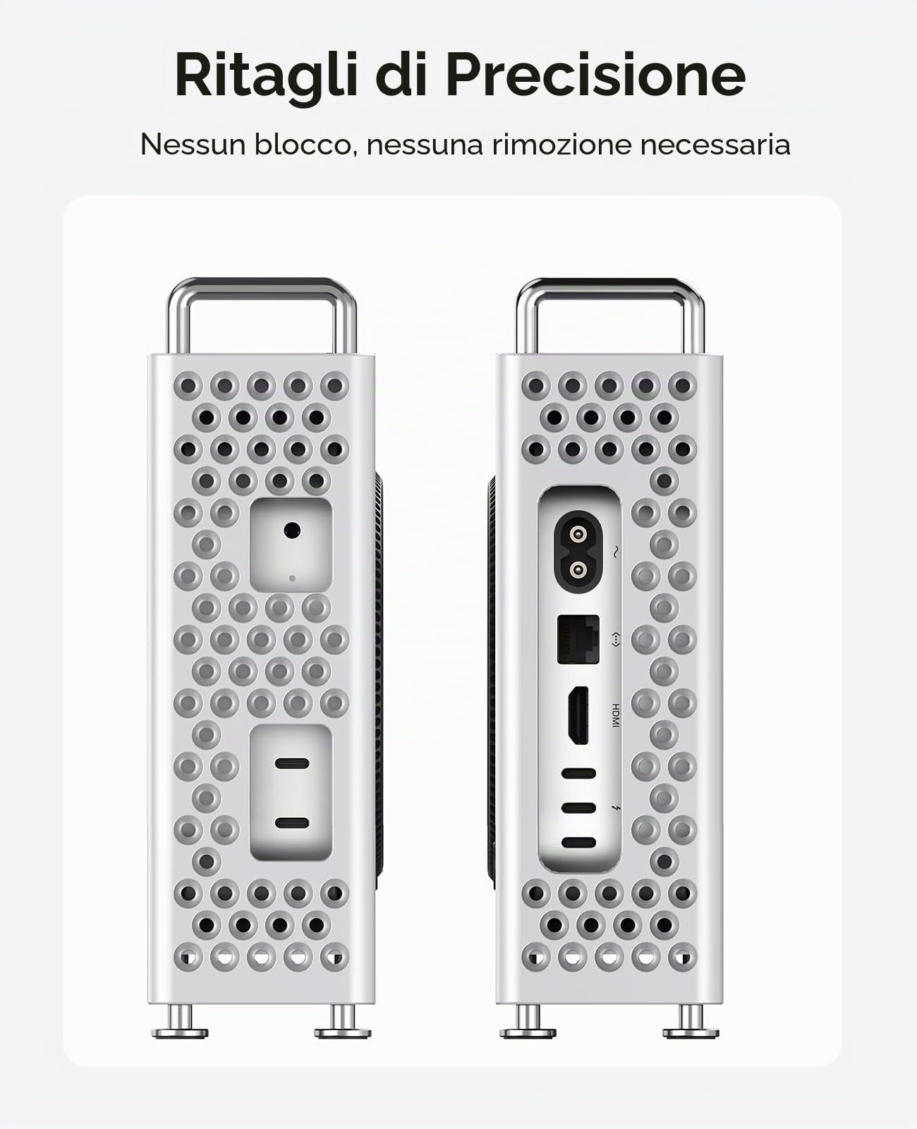ORICO MiniPro - Custodia in alluminio, supporto per Mac mini m4 - Custodia protettiva in piedi con morbido strato interno in silicone, senza attrezzi