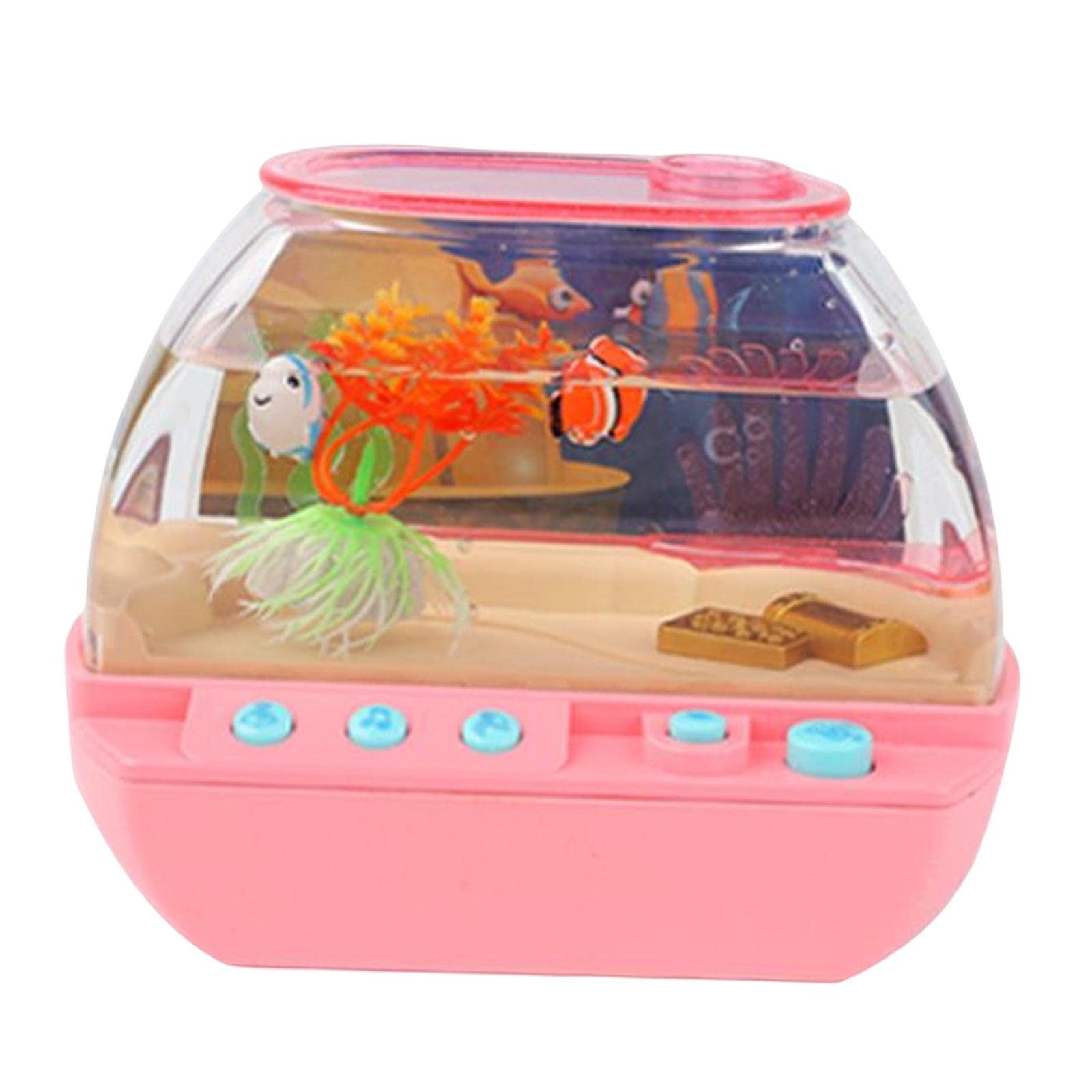 Aquarium Giocattolo Pesci Cartone Musica Luci Decorativo Interattivo Adatto per Bambini Apprendimento E Gioco Casalingo, Rosa