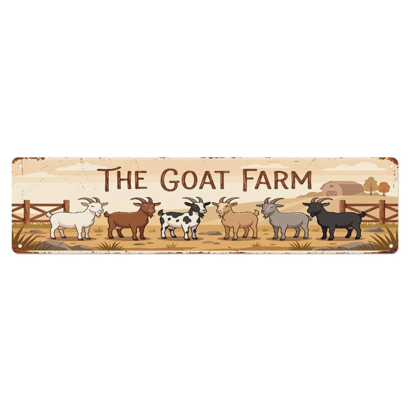 Metal Tin Sign Vintage Goat Farm Scene THE GOAT FARM