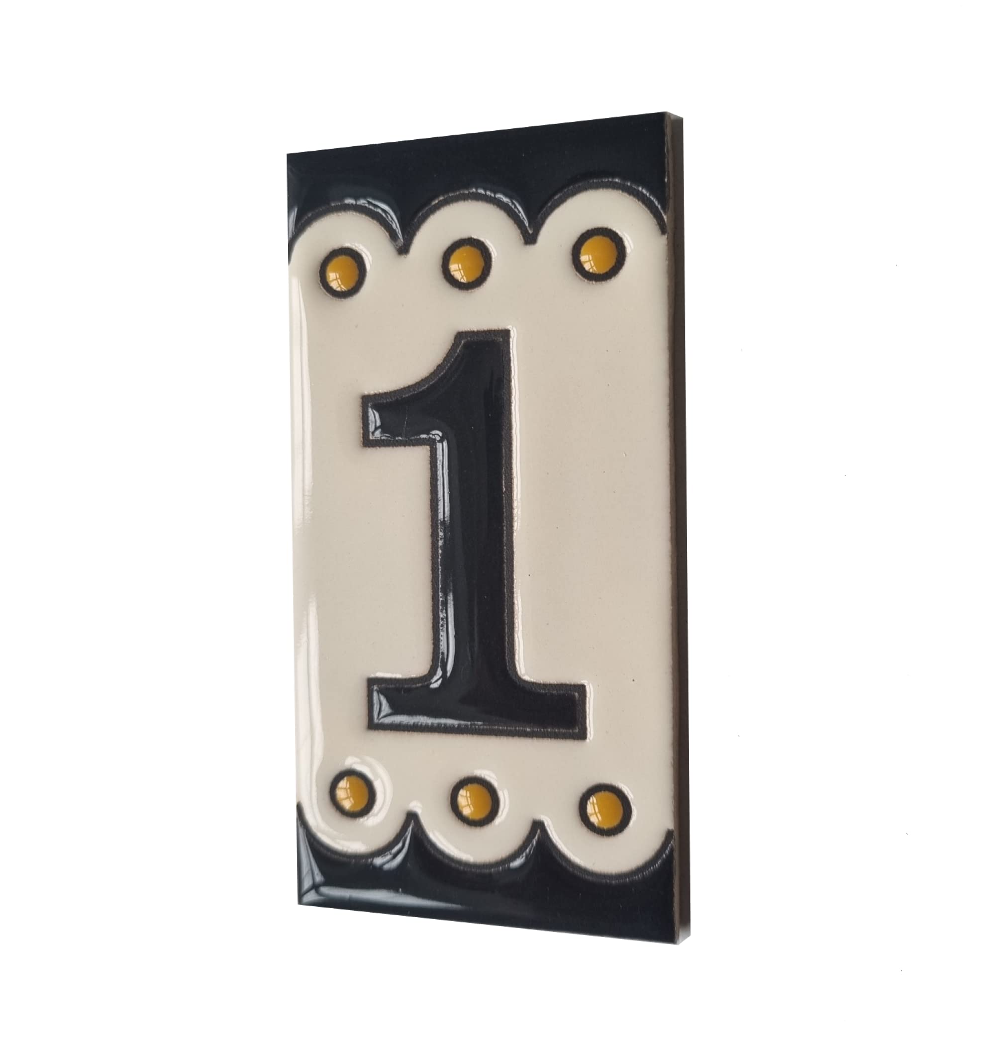 Soto M-3 Spanish Hand-painted Ceramic 11 x 5.5 cm or 2.16 x 4.33" Number Tiles (Number 1 tile) โ image 1