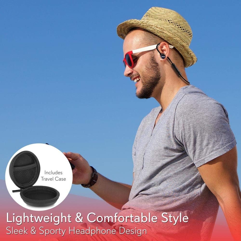 Product Deal in Ear Wireless Bluetooth Headphones - Waterproof Black Cordless Sports Earbuds Headset Earphones, Ear Buds Wireless Headphones w/Microphone for Audio Video Running Gym Workout Gaming - Pyle PSWPHP43
