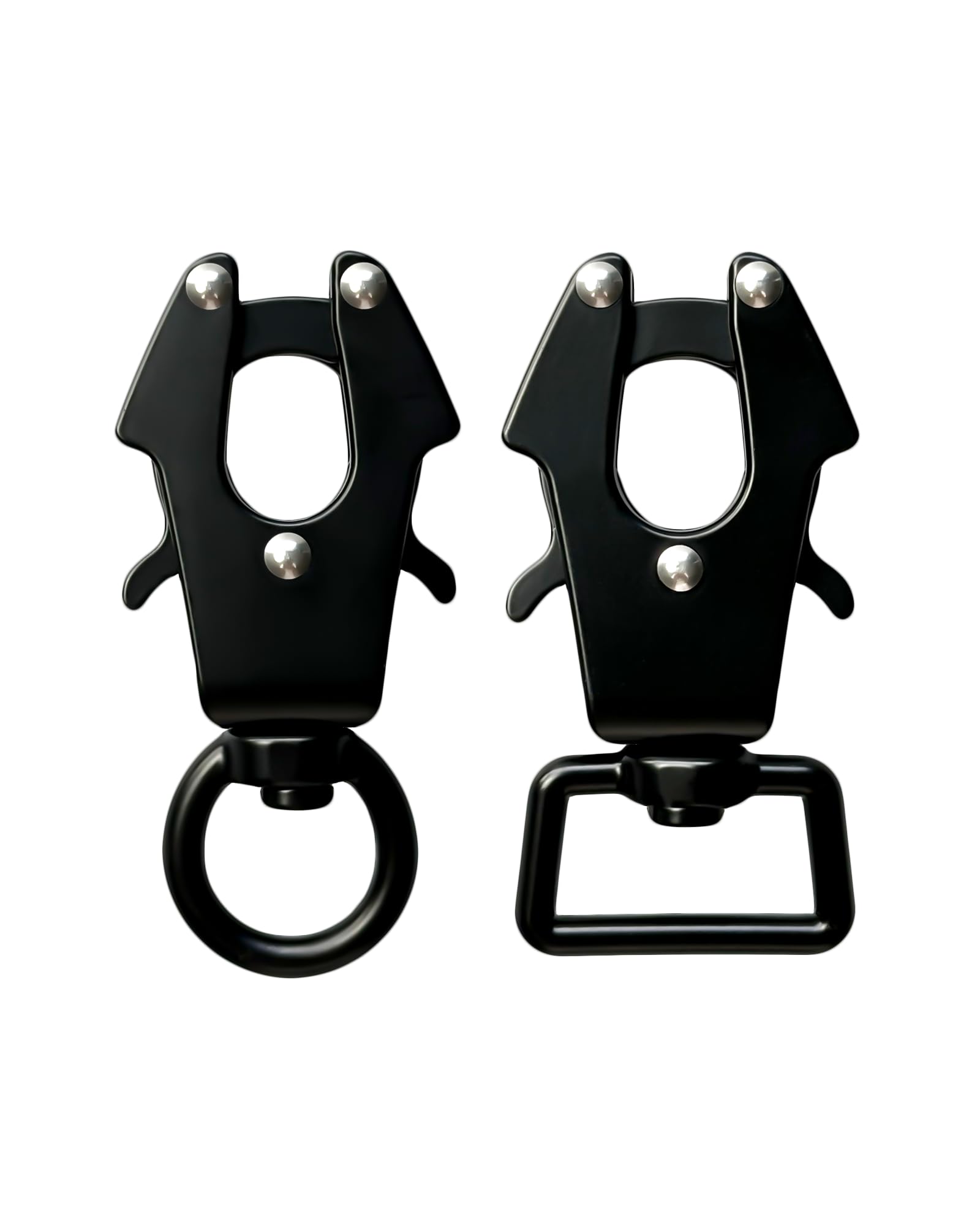 ETIALURE 2PCS Dog Lead Frog Clip with 360 Degree Swivel Carabiner, Quick Release Dog Safety Clip for Linking Pet Collar (Square + Round)
