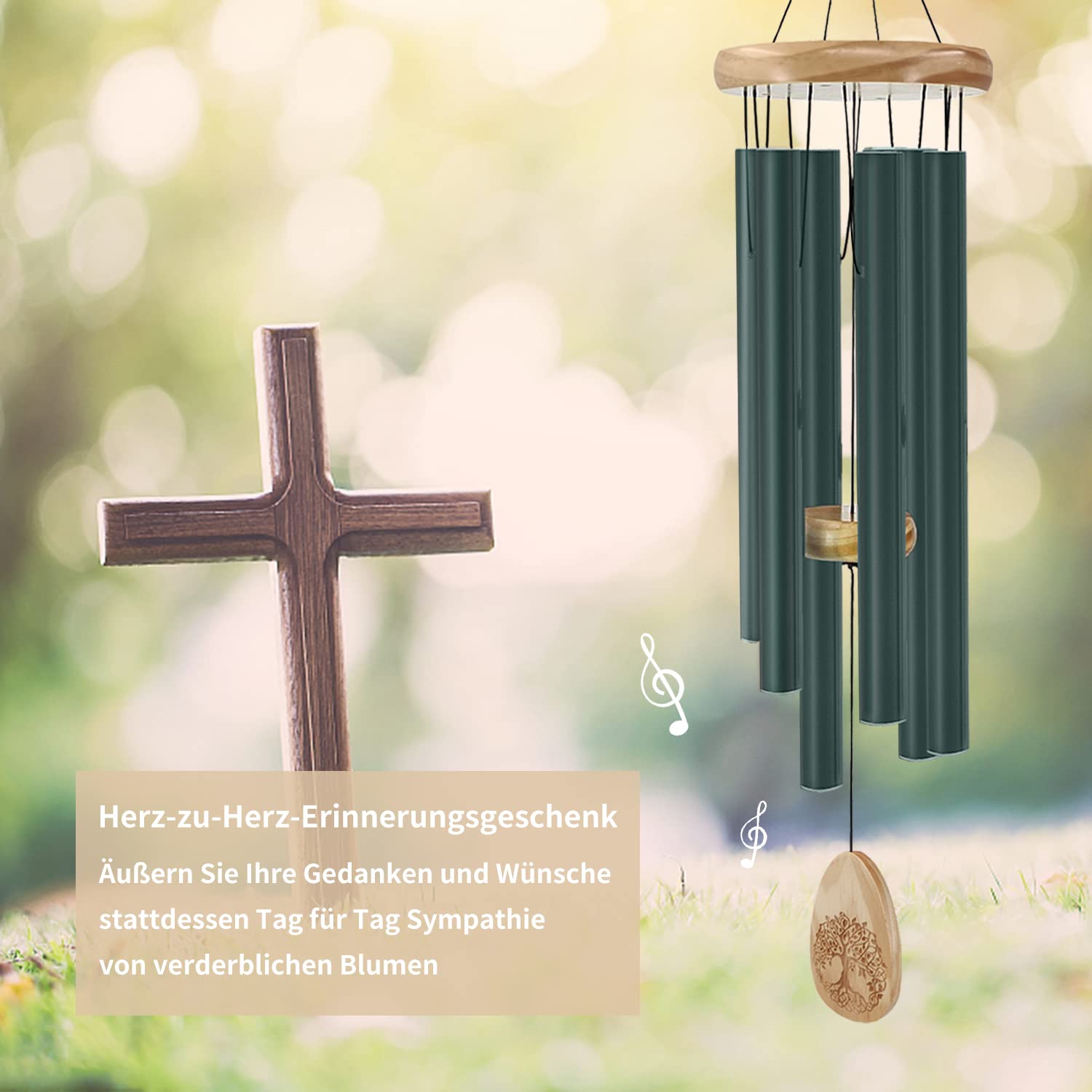 Astarin Campanelli a vento per esterni, grande tono profondo, 76 cm, commemorativo per esterni, unico, incisione Lifetree, scacciaspiriti per la persona cara, regalo commemorativo per famiglia,