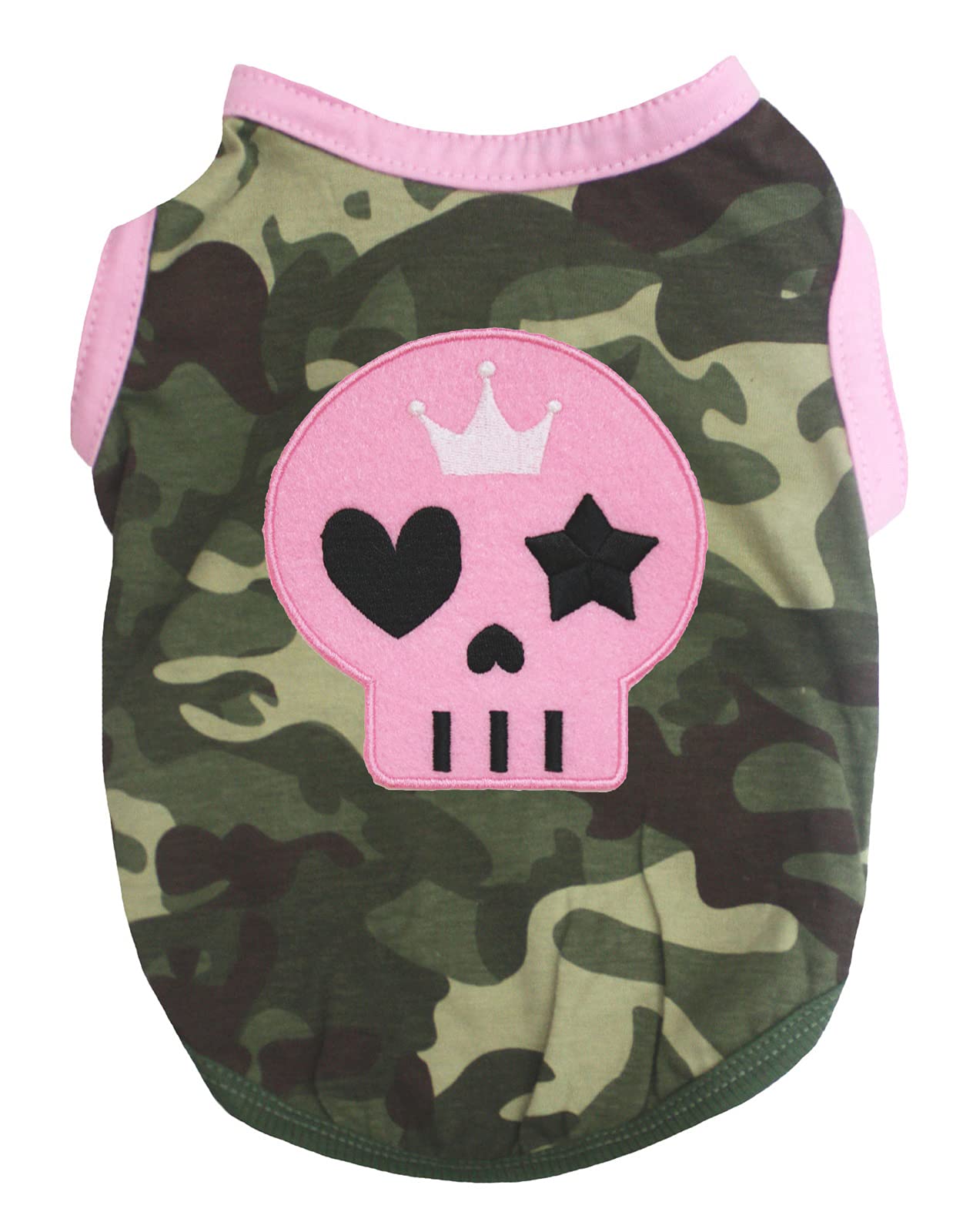 Chemise pour chien XXL respirante et légère motif camouflage et crâne rose