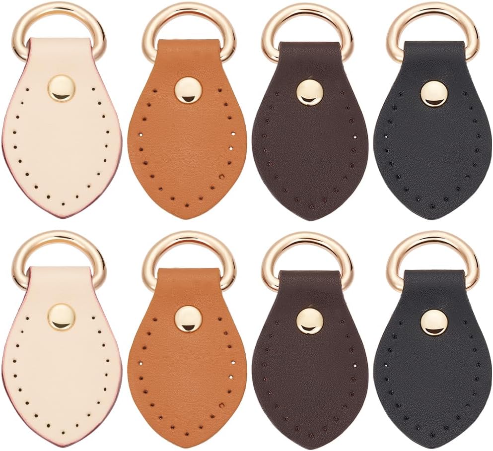 Beebeecraft 1 Box 8Pcs Leather Clasps with D Rings 4 Colors Bag Replacement Cowhide Buckle for Bag Strap Pouch Handbag Crossbody Bag Conversion (4.6cm/1.81in)