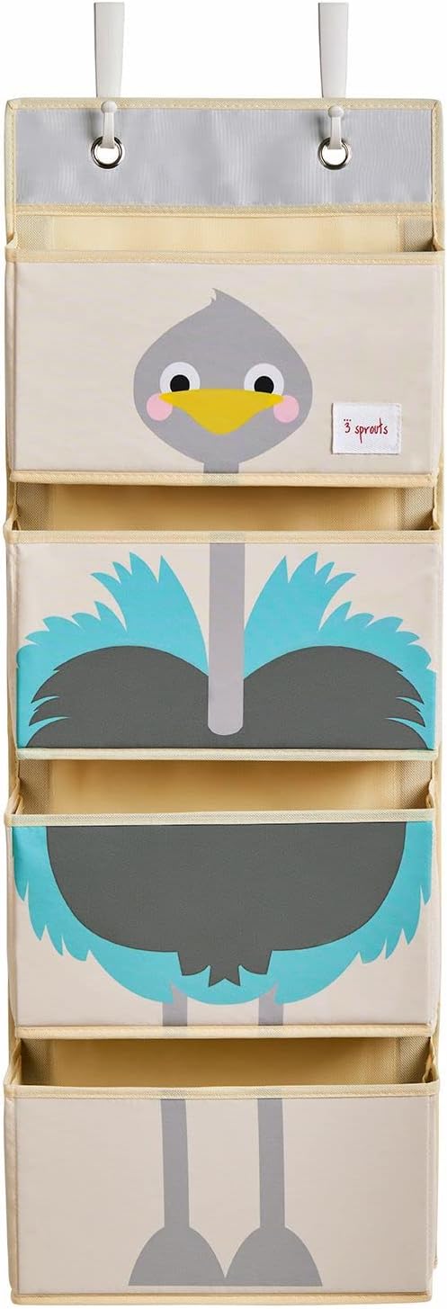 3 Sprouts Hanging Wall Organizer- Storage for Nursery and Changing Tables, OSTRICH