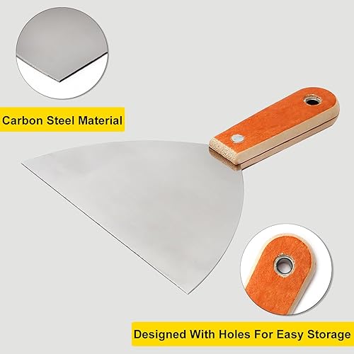 Miniatura 5 de Utoolmart 2 cuchillos de masilla, cuchillos de masilla rígidos de acero al carbono de 6 pulgadas, cuchillo de espátula, raspador de pintura,