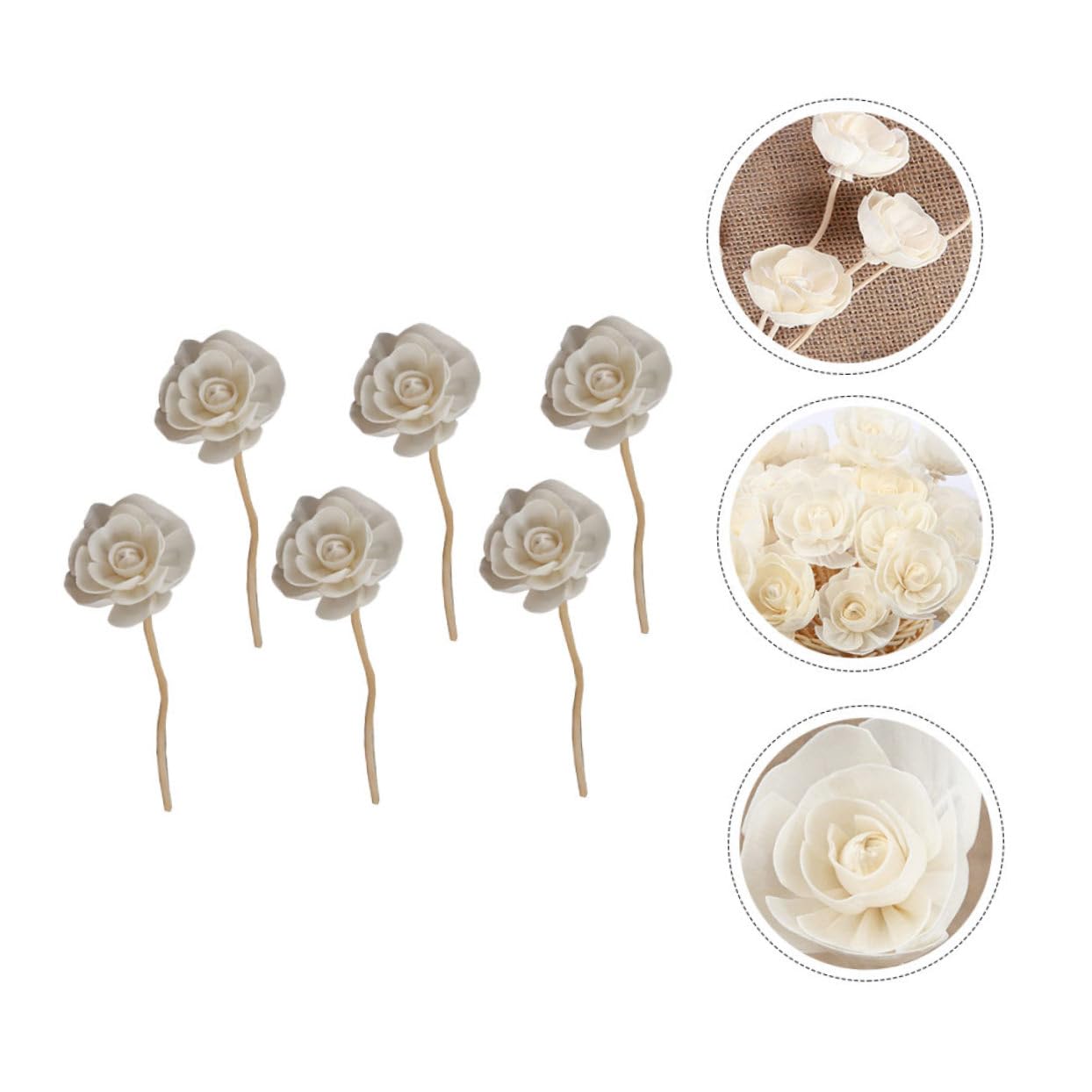 YARNOW Diffuseur de Parfum 6 Bâtonnets en Rotin de Fleur, Accessoires D'aromathérapie pour Diffuseur D'huile Essentielle, pour Salle de Bain et Hôtel