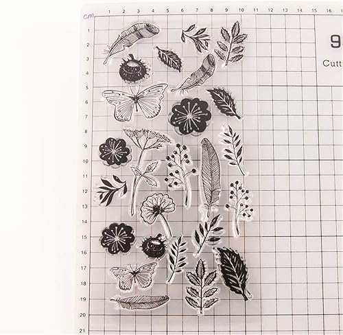 Miniatura 2 de Sellos transparentes de flores de diente de león para hacer tarjetas y diarios, sellos de goma de hojas y mariposas para álbumes de recortes,