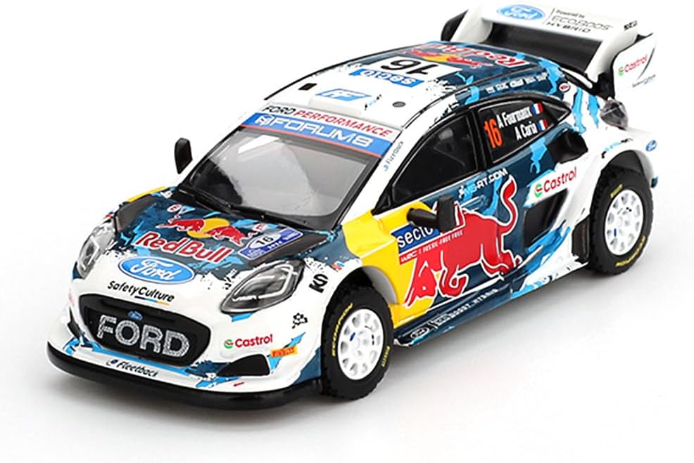 True Scale Miniatures Model Car Compatible with Ford Puma Rally1#16 M-Sport Ford WRT 2024 Rally Finland 3rd Place White1:64 Diecast Model Car MGT01074