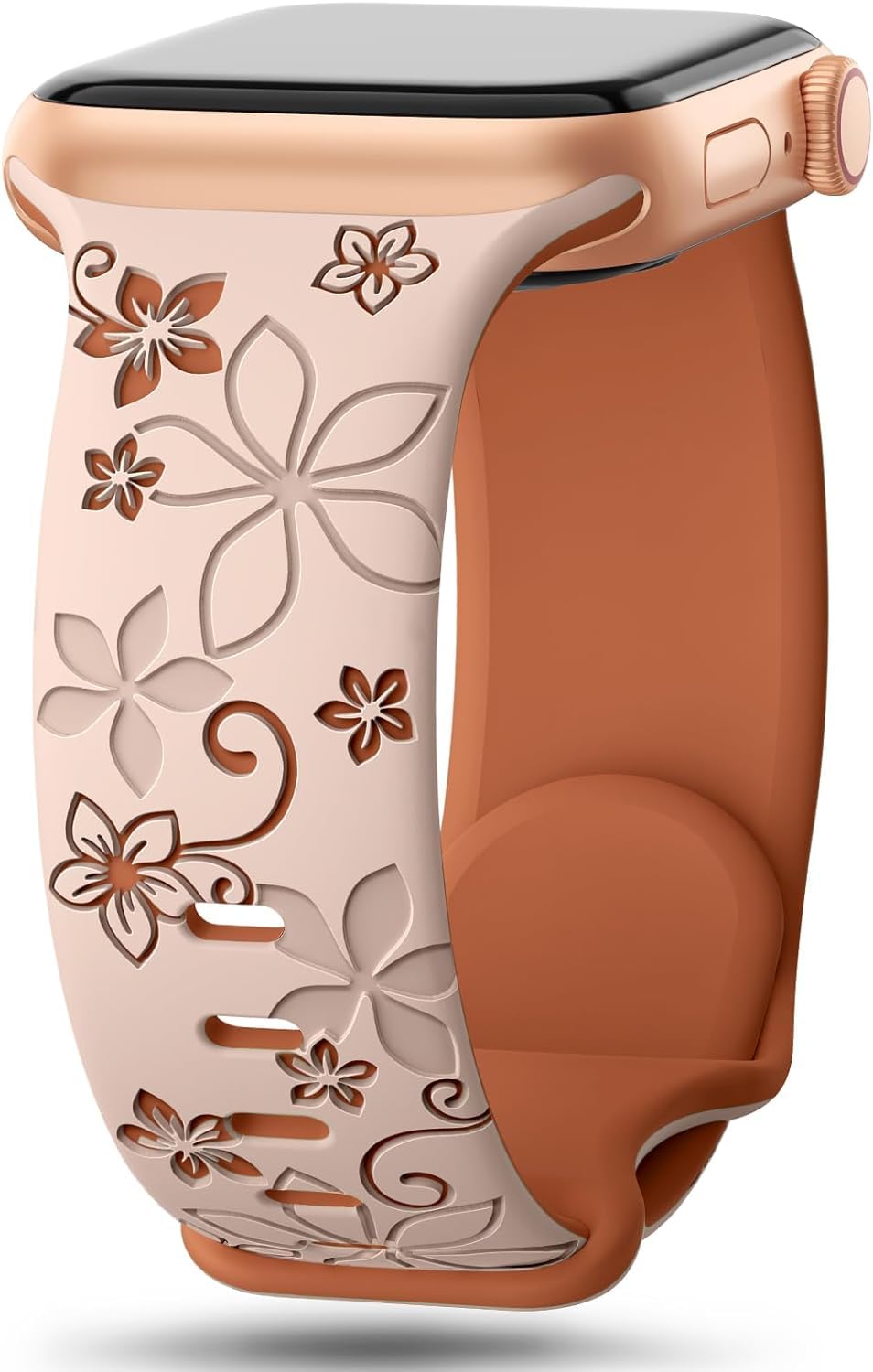 mFoniscie Floral Strap Compatible with Apple Watch Straps 41mm 40mm 38mm for Women, Cute Flower Soft Silicone Strap for iWatch Series SE 9 8 7 6 5 4 3 2 1 Ultra |Brown| [WATCH NOT INCLUDED] (B0D49LQYM7) Amazon Price History, Amazon Price Tracker