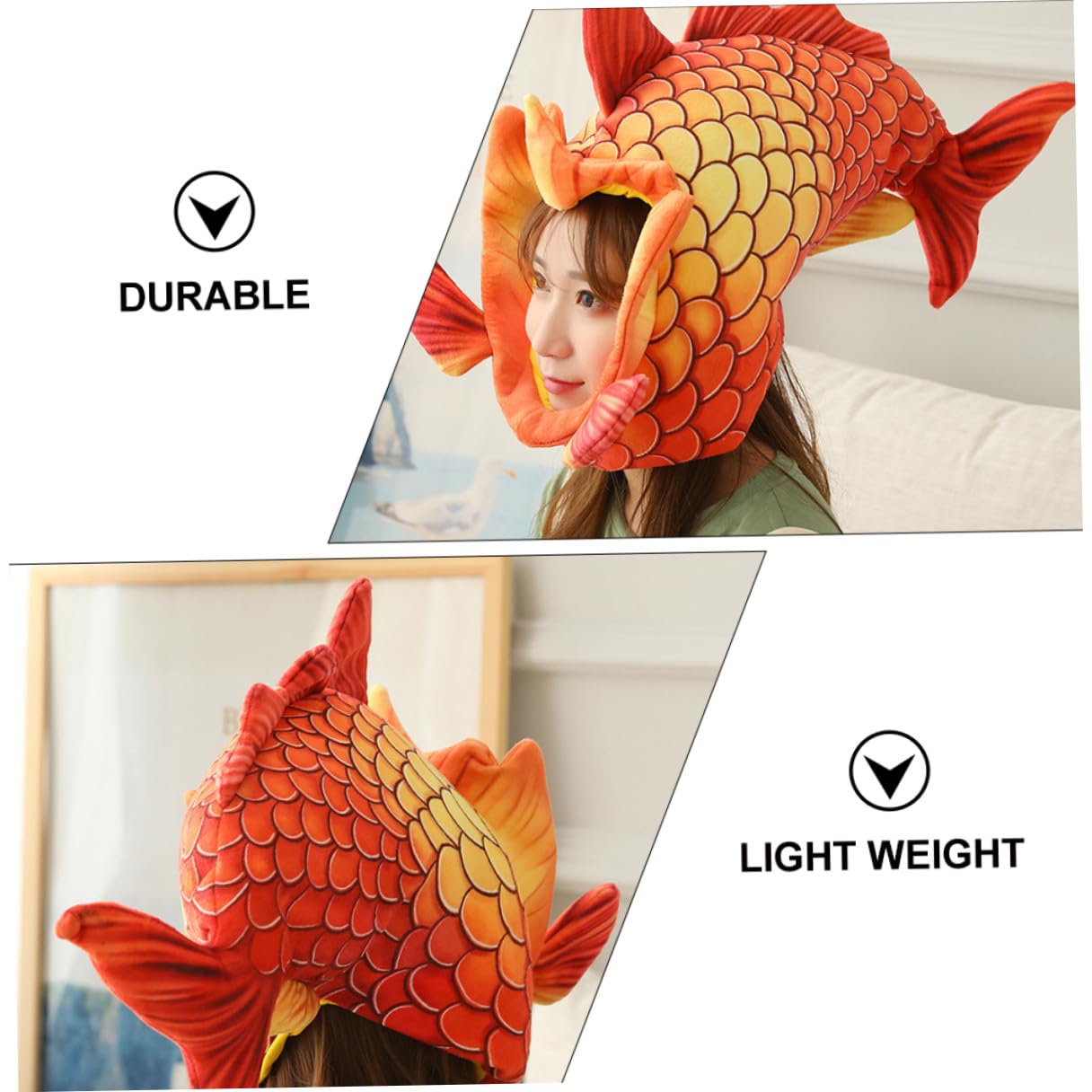 Mipcase Gorro de Halloween para Rojo Diseño de Cabeza de Pez Divertido Accesorio para Disfraces y Actuaciones Material Suave y Cómodo para Fiestas y Juegos de Rol