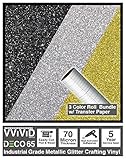 VViViD DECO65 Silver, Gold & Black Metallic Glitter Three Roll Adhesive Vinyl 3 Feet x 1 Foot Craft Bundle for Cricut, Silhouette & Cameo Plotting Machines Including Clear High Tack Transfer Paper