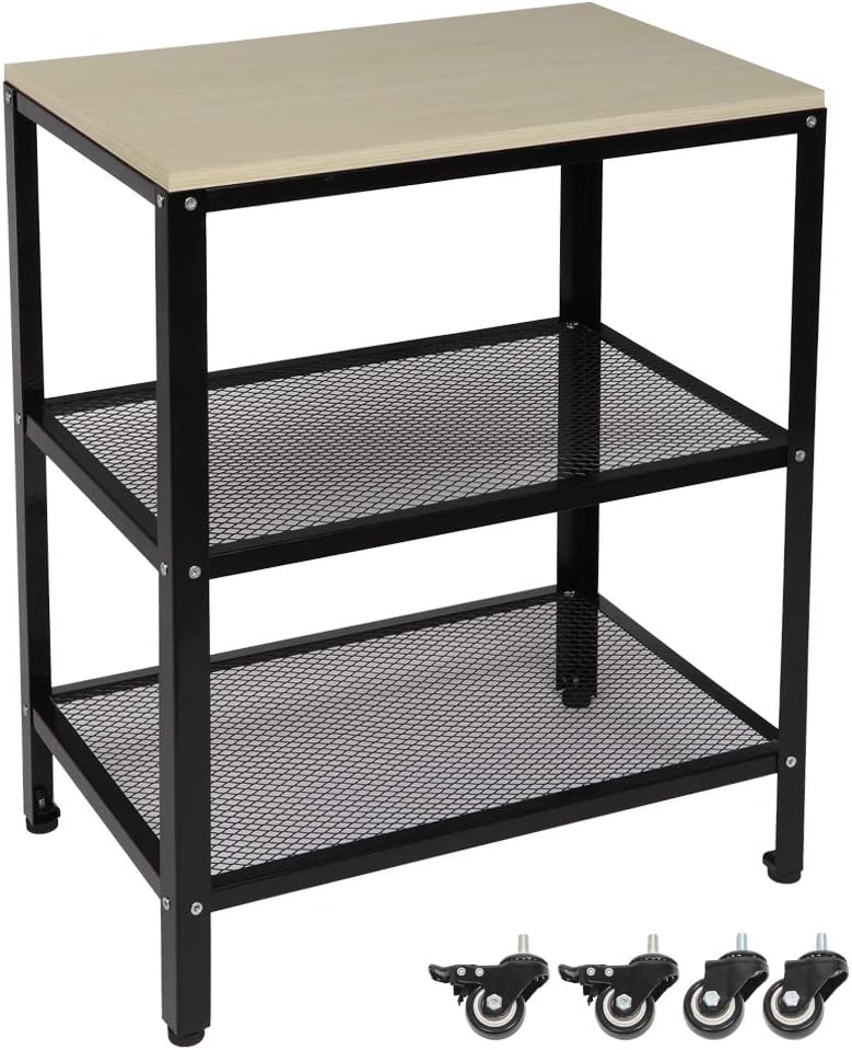 3Tier Storage Shelf Unit On Detachable Wheels Rolling
