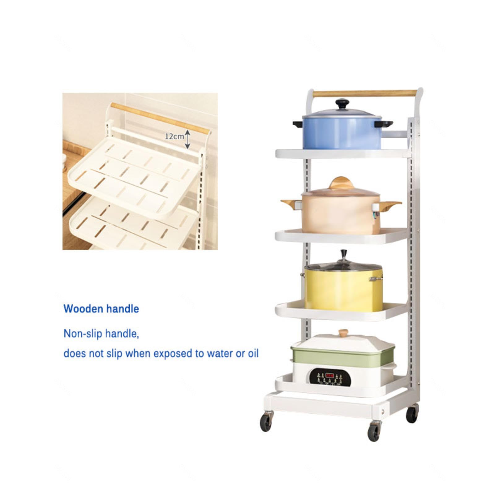 Scaffale per microonde bianco con ruote, scaffale da cucina e tagliere, multifunzione, per piccoli spazi, nero, 4 tavole incluse