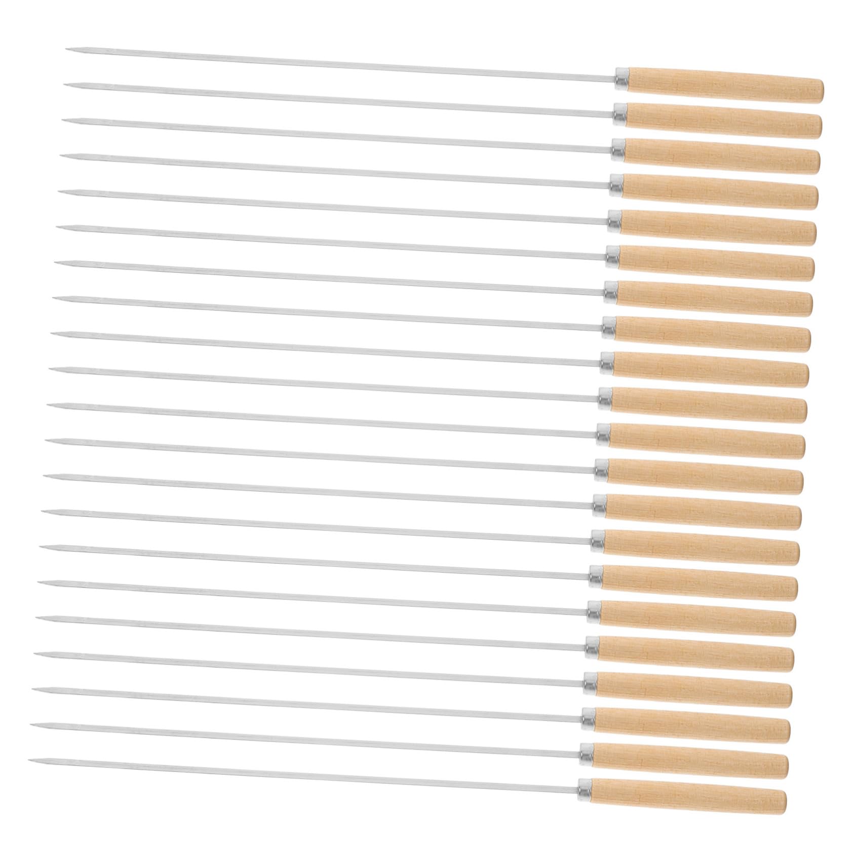VICASKY 50pezzi Spiedini in Acciaio Inox Manico in Legno Lunghi e Larghi Per Grigliate Di Carne e Verdure Di Spiedini Riutilizzabili Per Barbecue